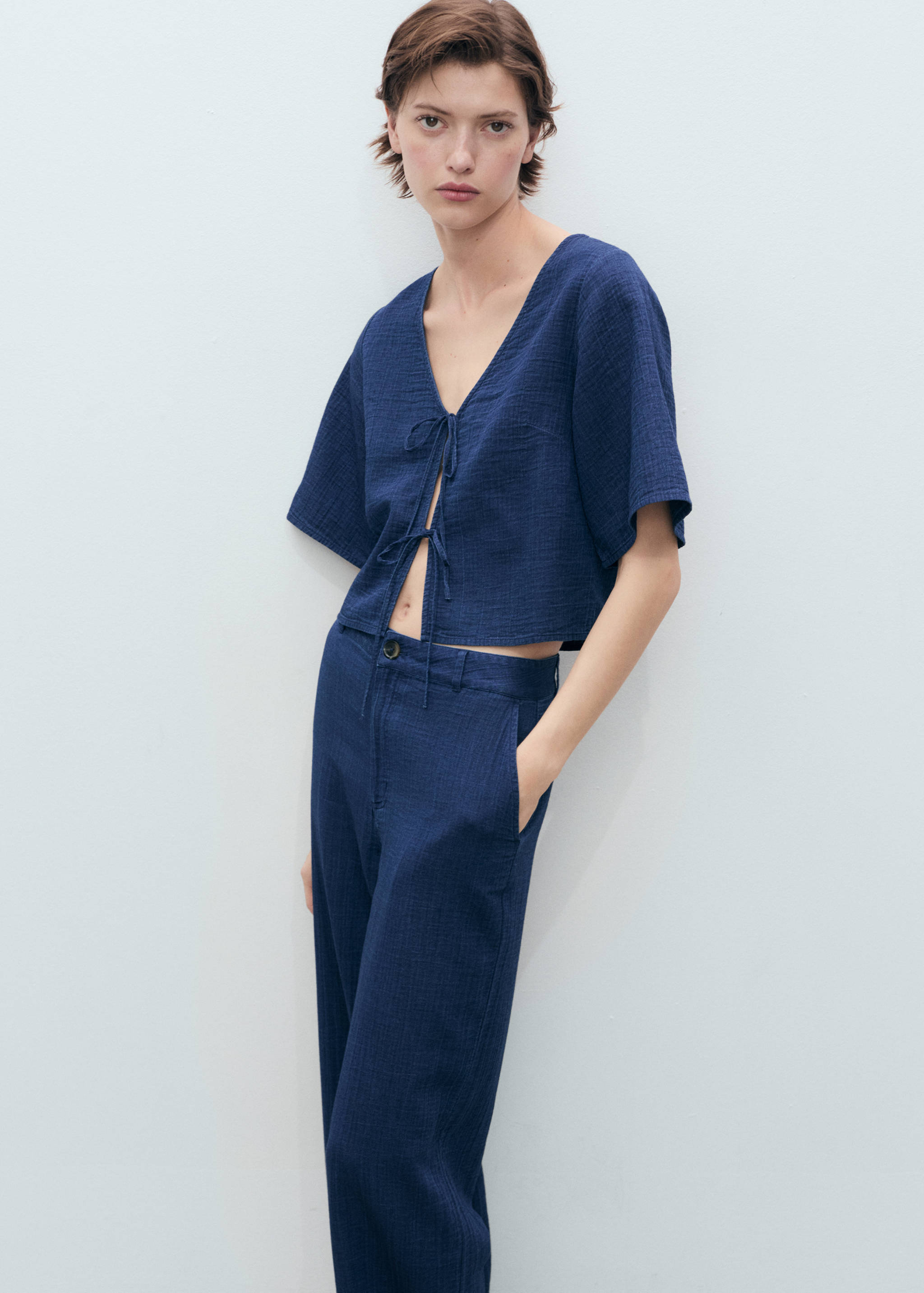 Pantalón denim fluido tiro alto - Detalle del artículo 1