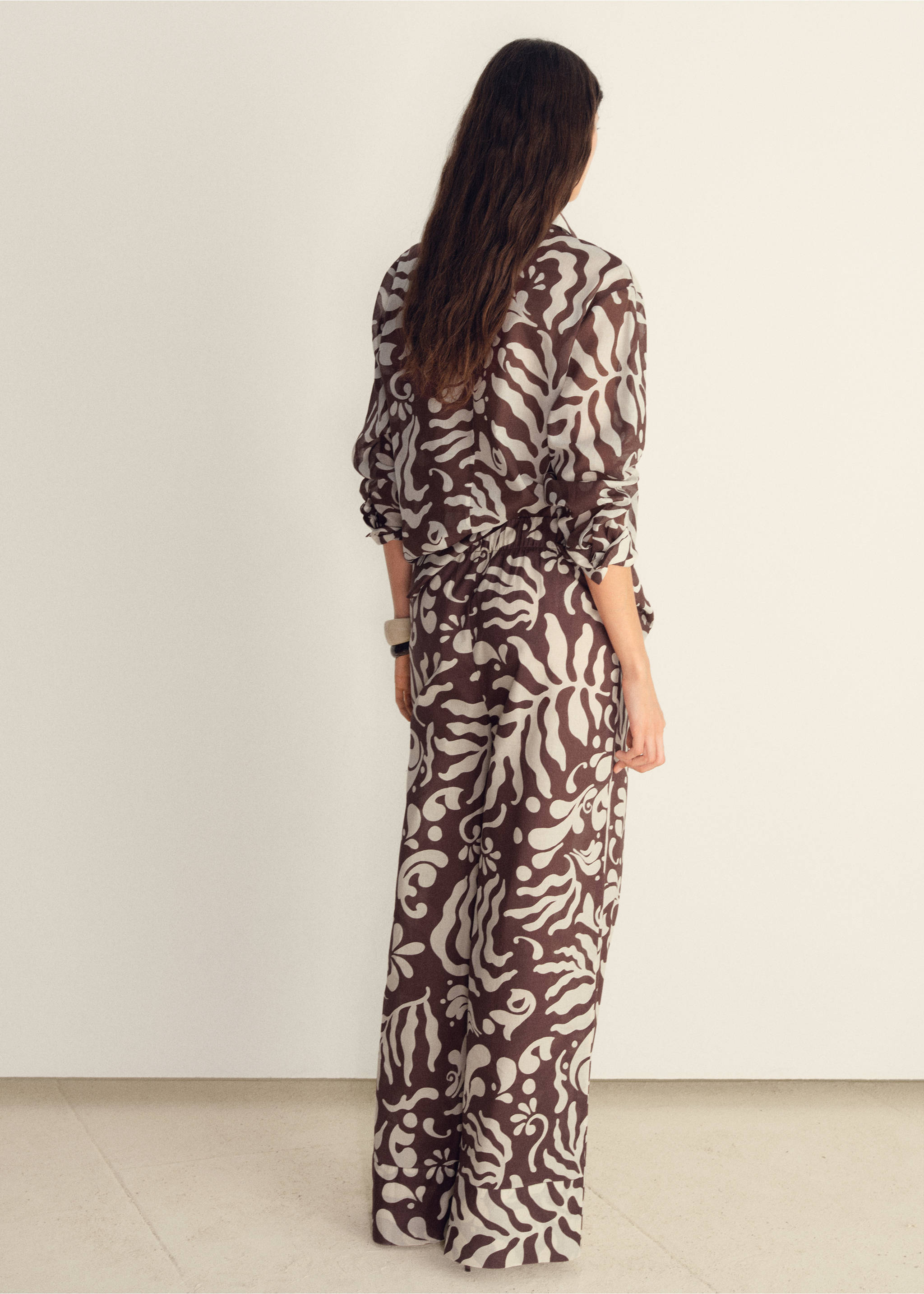 Printed cotton pants - Reverse of the article, Brown. Ref: 87028645-00.