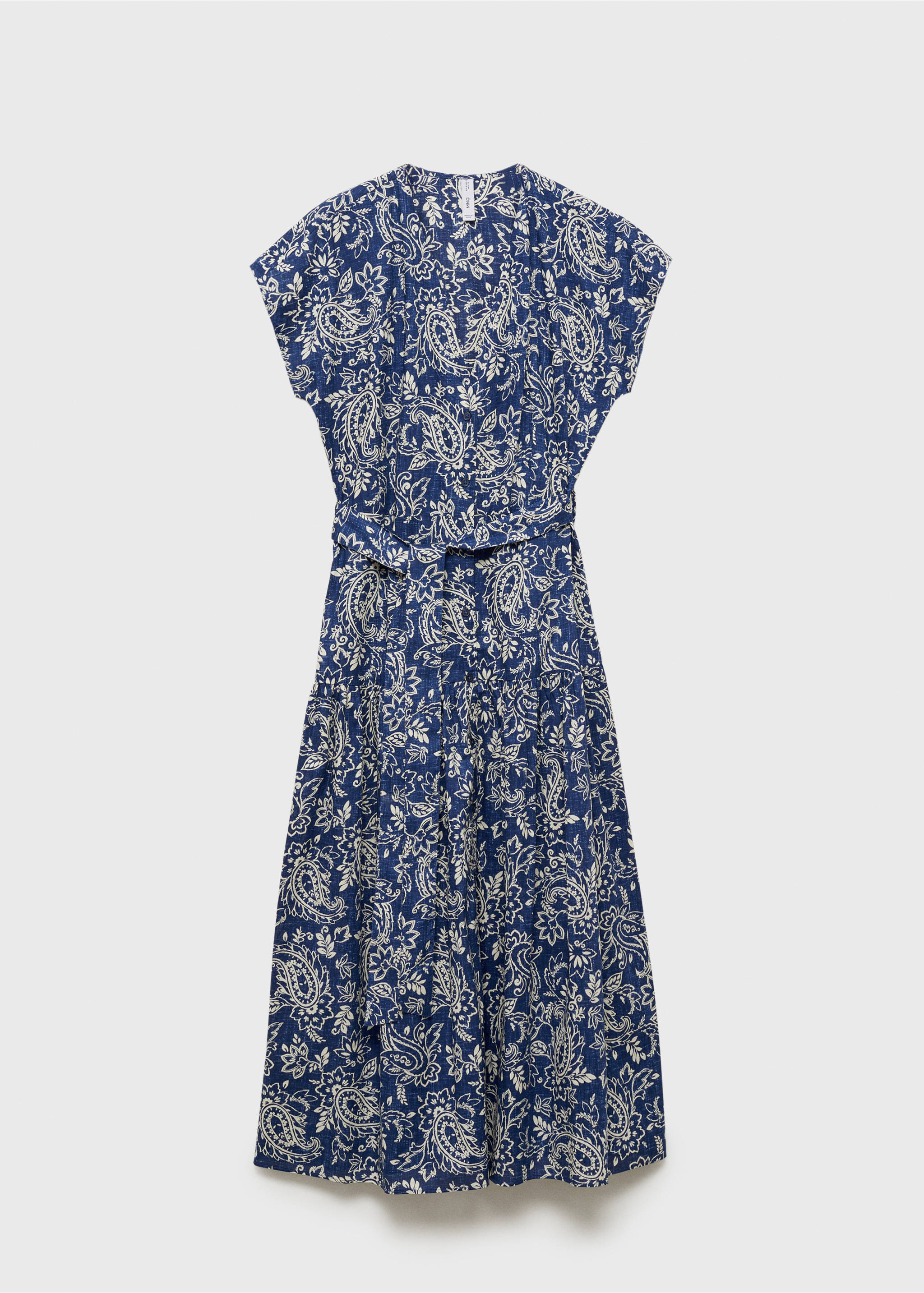 Paisley flared dress with belt - Article without model, Blue. Ref: 87028649-00.