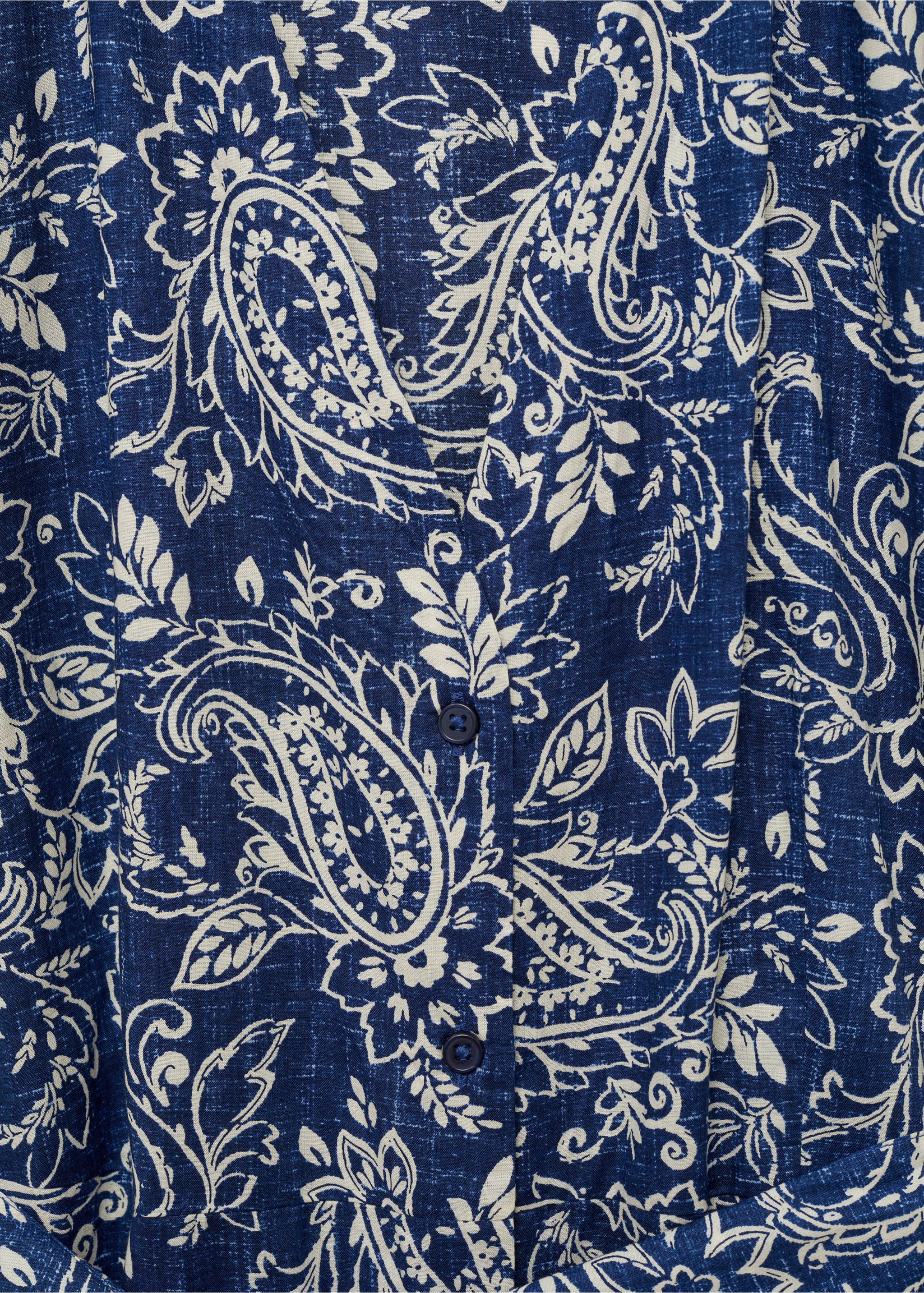 Paisley flared dress with belt - Details of the article 0, Blue. Ref: 87028649-00.