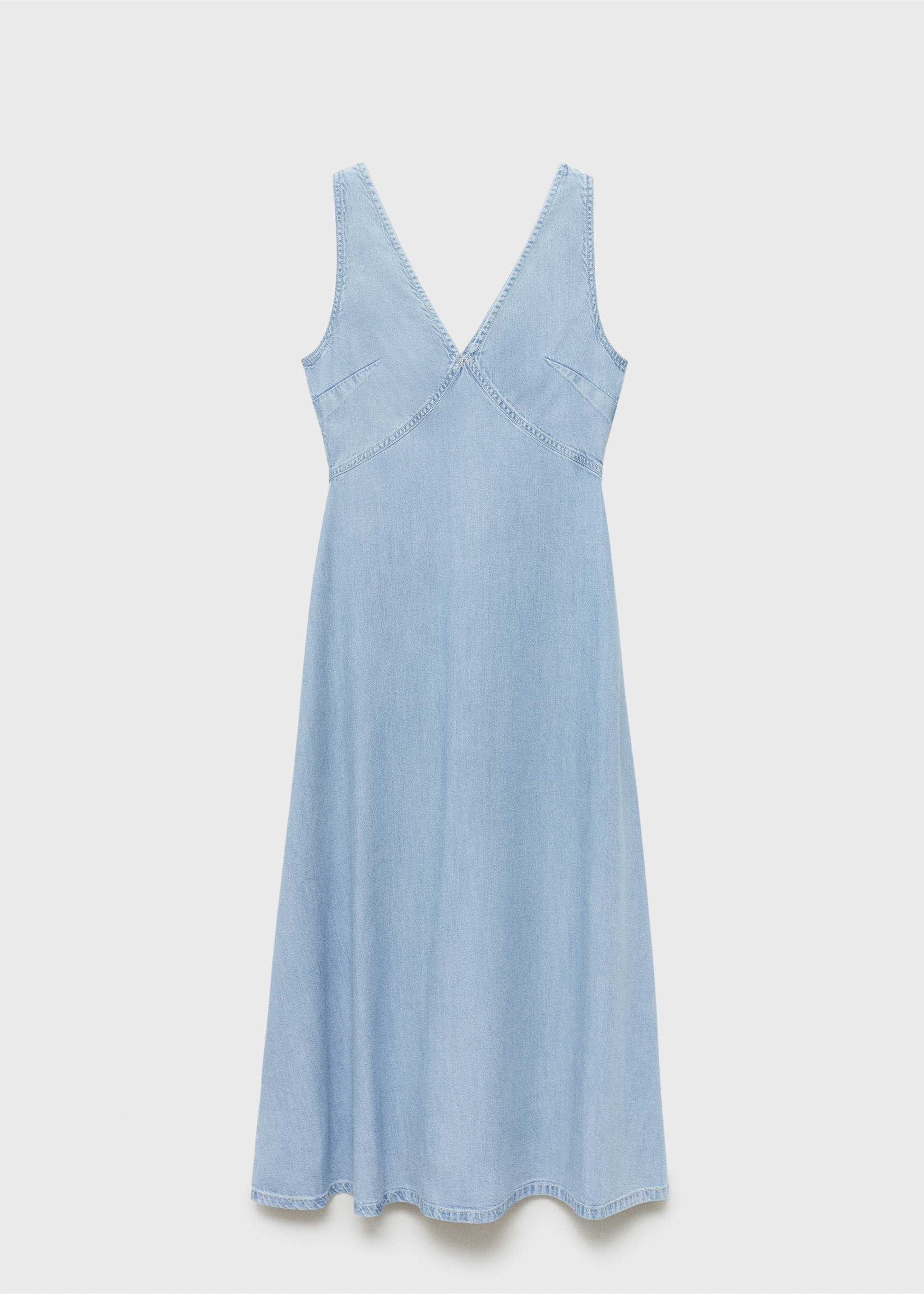 Robe midi lyocell et col en V - Article sans modèle, Bleu clair. Ref: 87028650-00.