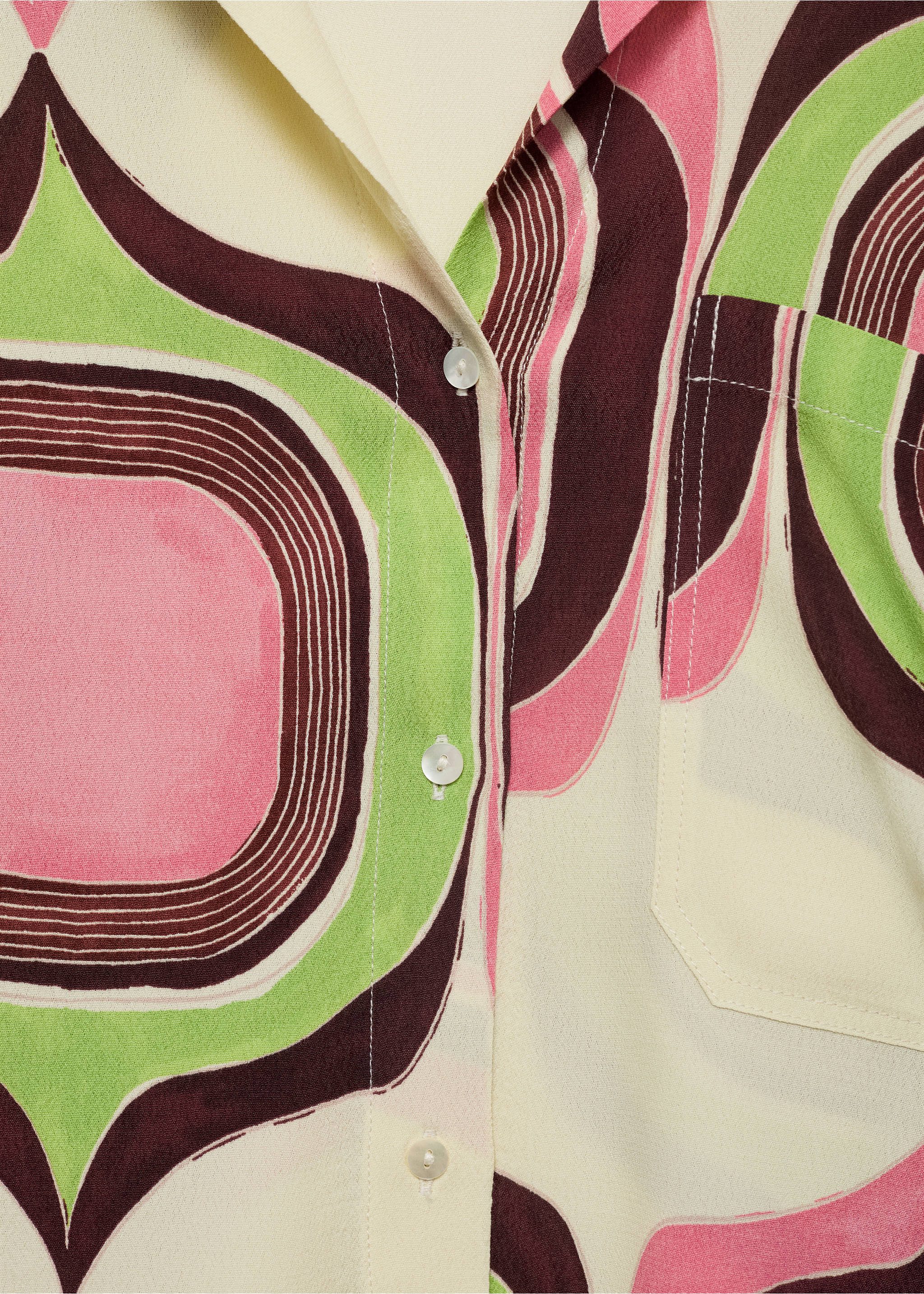 Geometric print blouse - Details of the article 8, Ecru. Ref: 87028654-00.