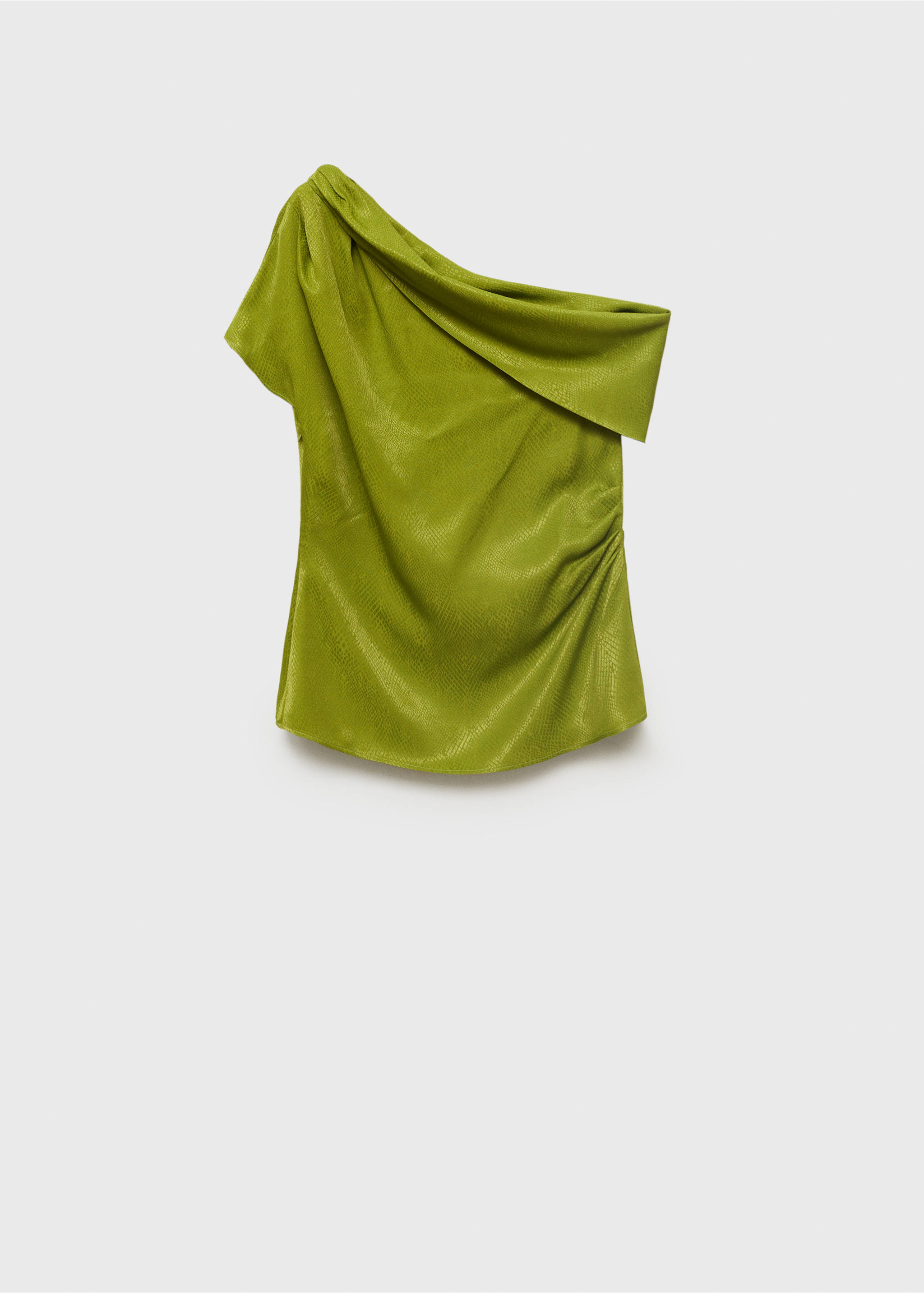 Satin blouse with asymmetrical neck - Article without model, Green. Ref: 87028655-00.