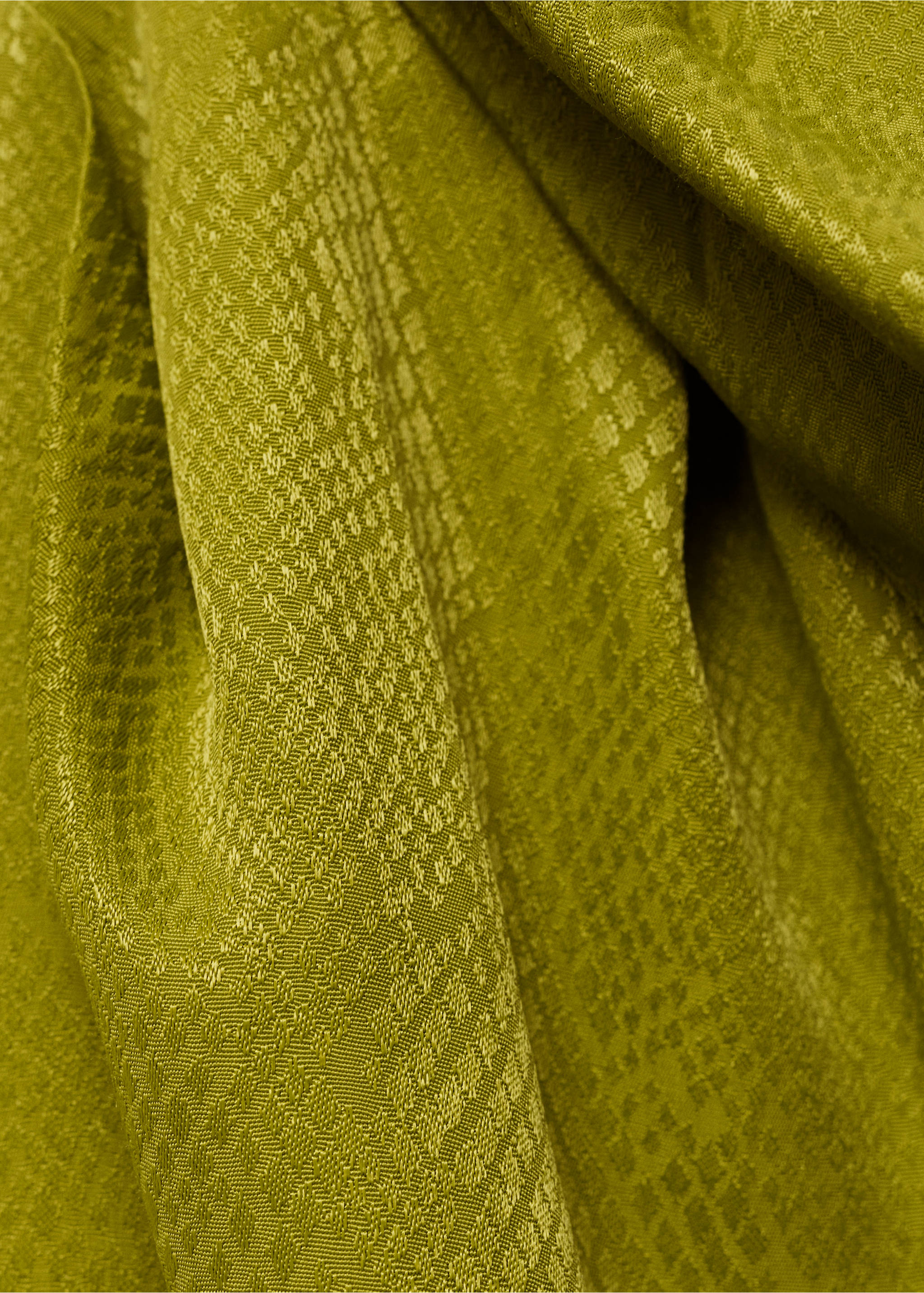 Satin blouse with asymmetrical neck - Details of the article 8, Green. Ref: 87028655-00.