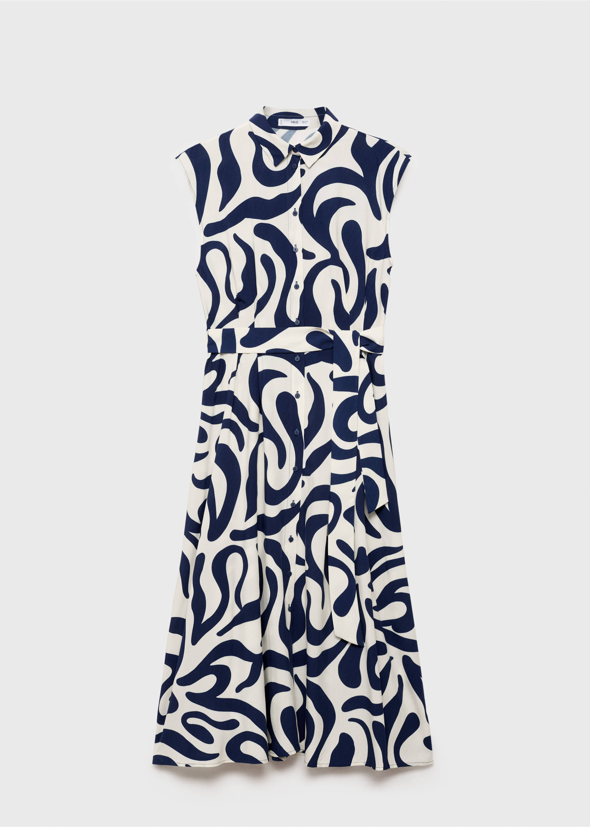 Vestido camisero estampado cinturón - Artículo sin modelo, Azul. Ref: 87029066-00.