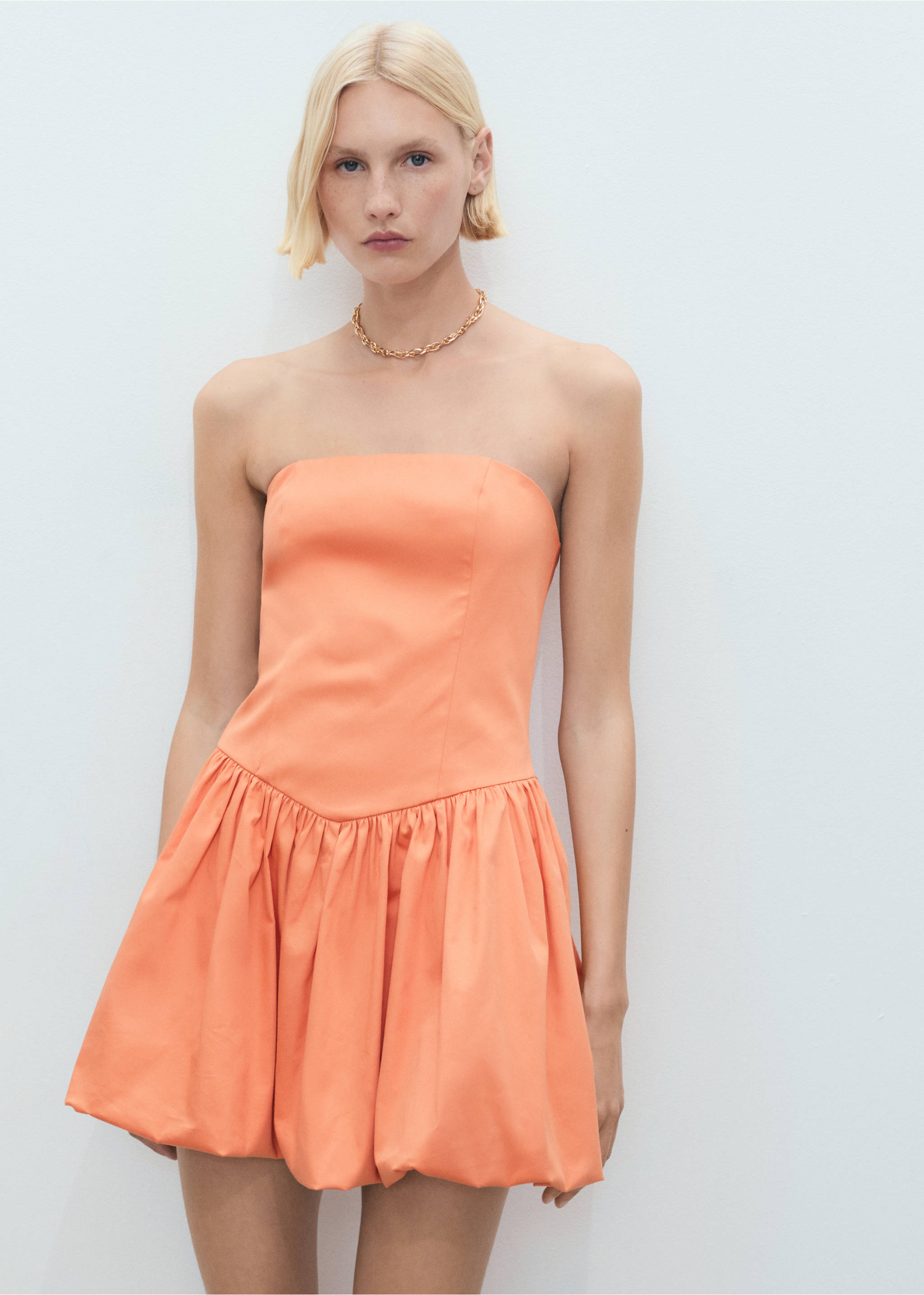 Strapless balloon dress - Medium plane, Orange. Ref: 87029068-00.
