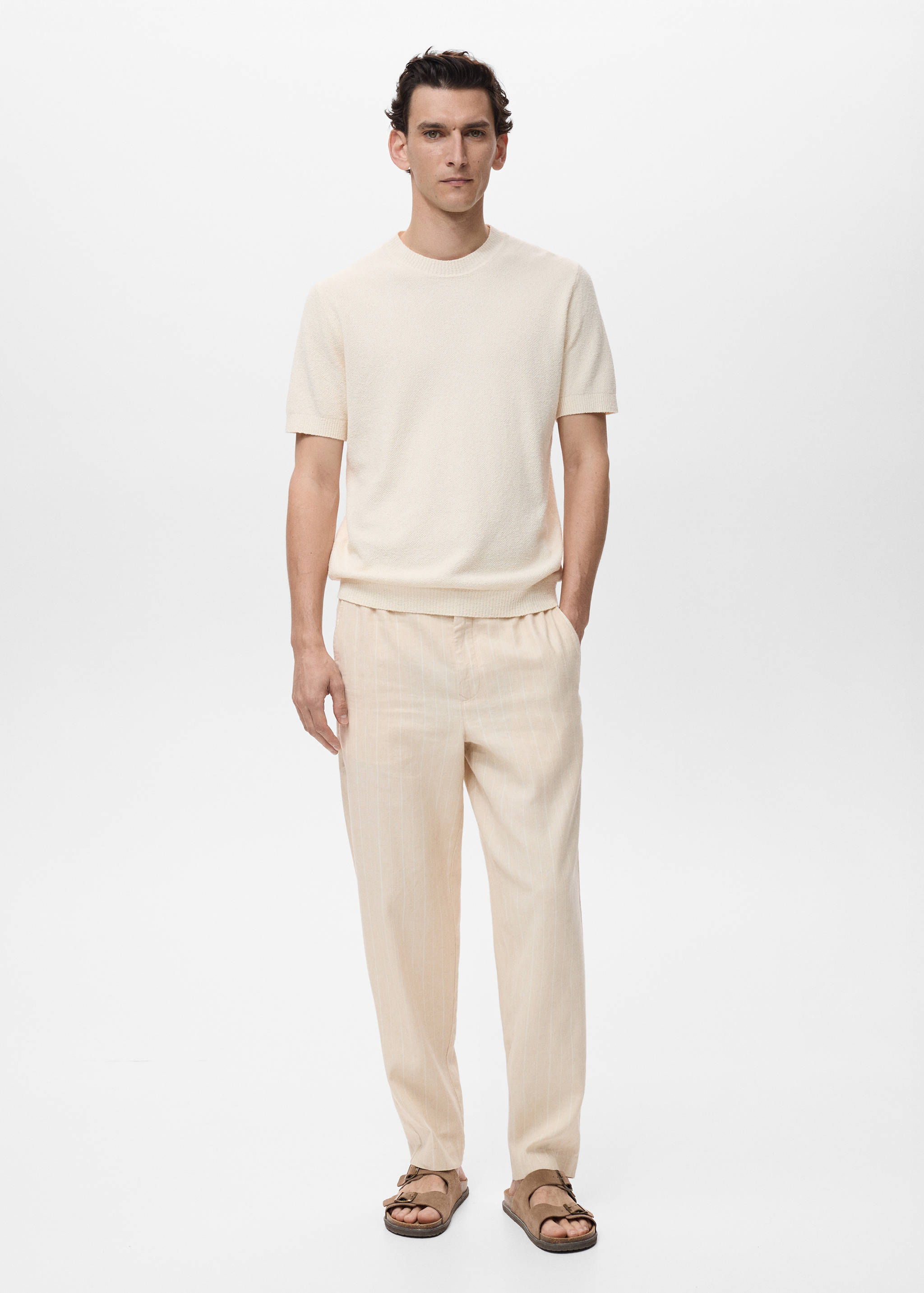 Pantalon lin fines rayures - Plan général