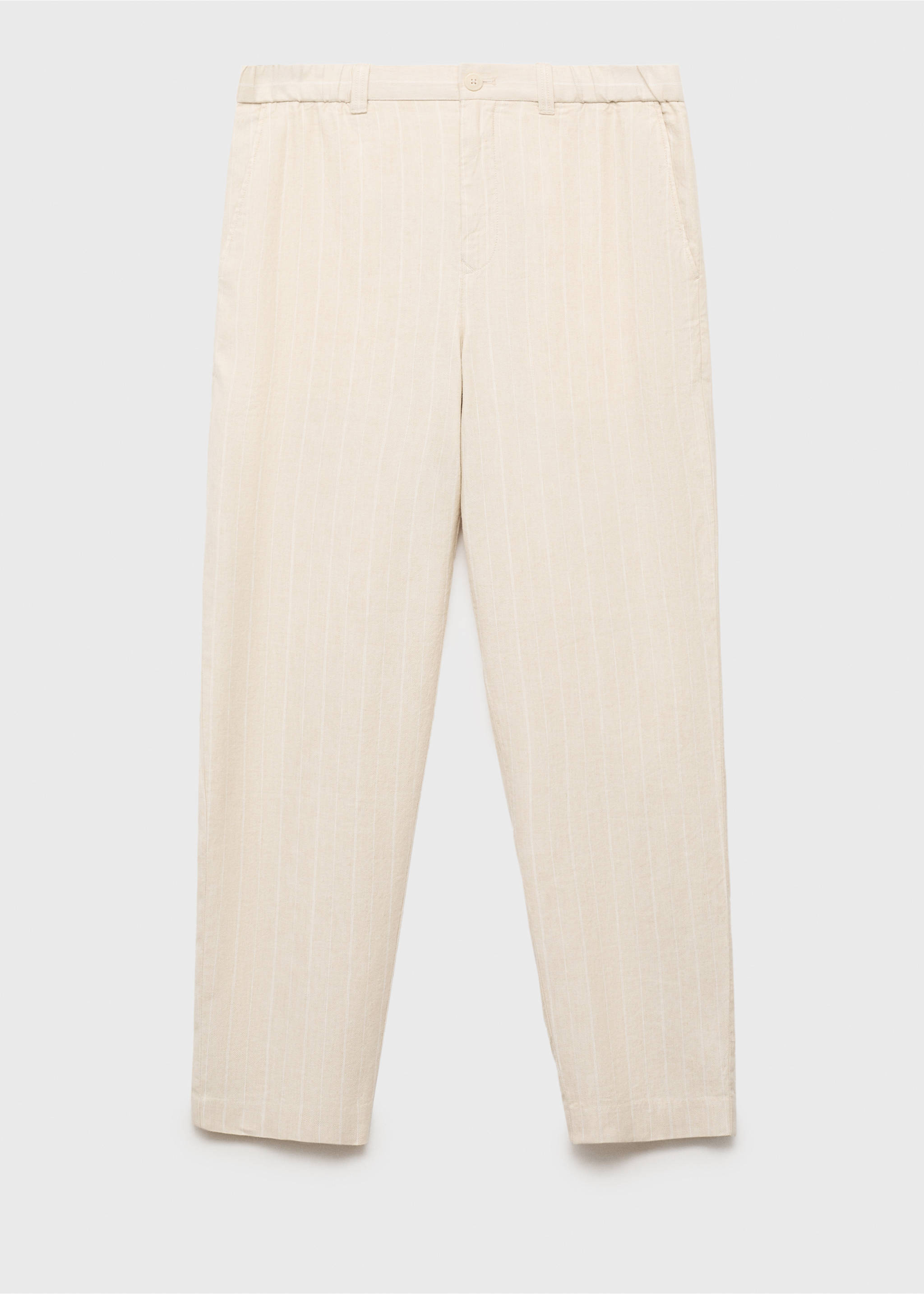 Pantaloni lino gessati - Articolo senza modello, Beige. Ref: 87029205-00.