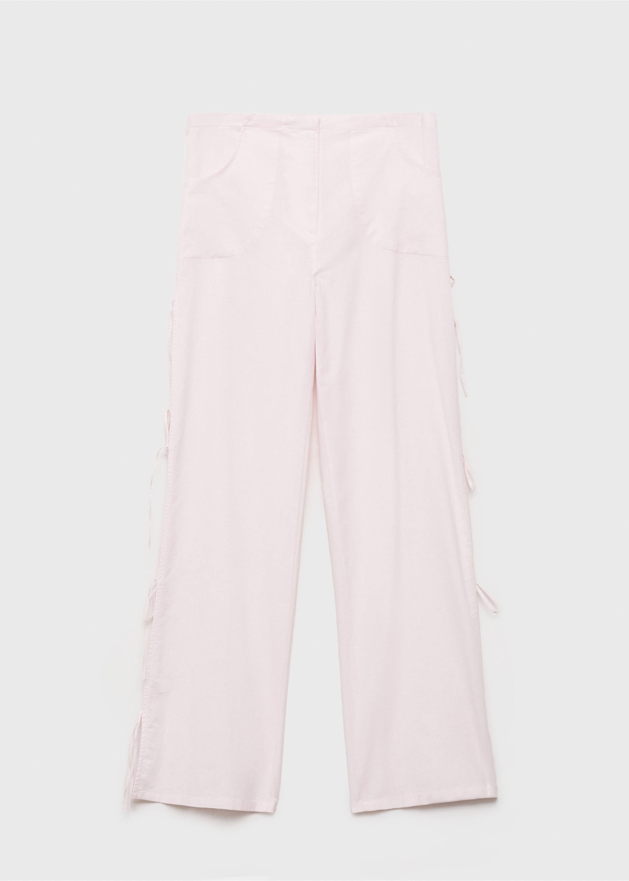 Straight pants with slits and bows - Article without model, Pastel Pink. Ref: 87029208-00.