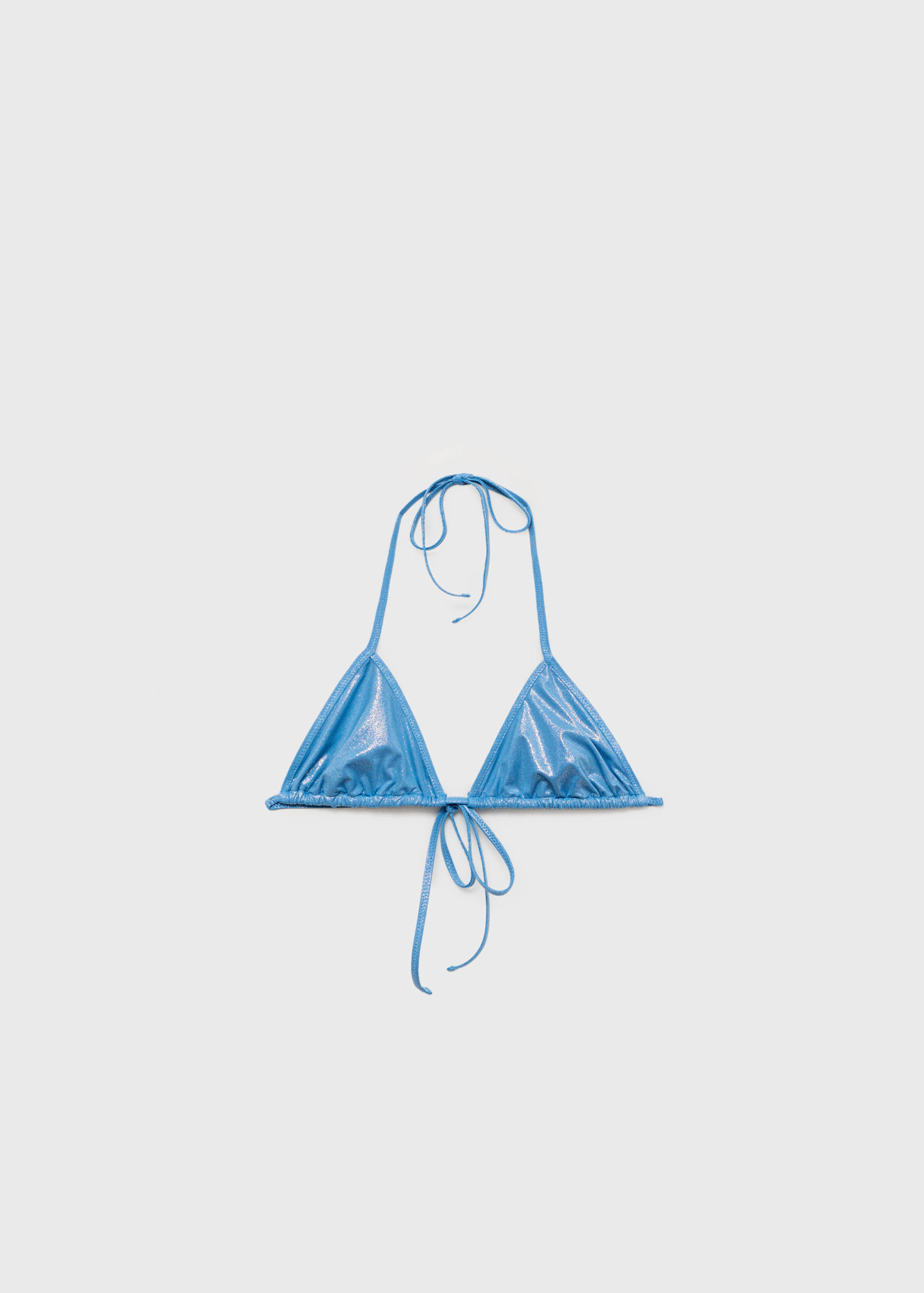 Top bikini triunghiular cu finisaj lucios - Articol fără model