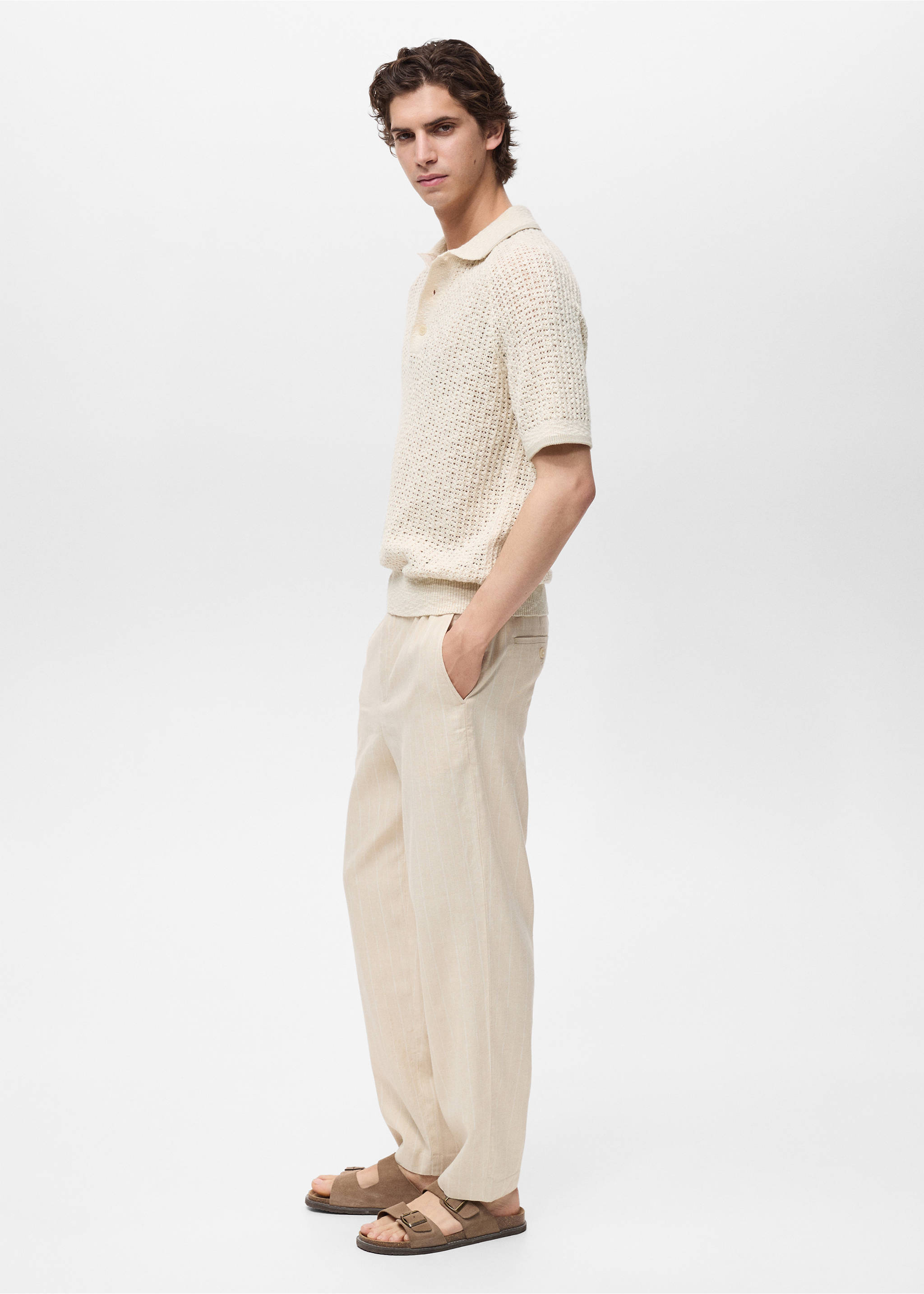 Katoenen ajour poloshirt - Detail van het artikel 2, Ivoorwit. Ref: 87029211-00.