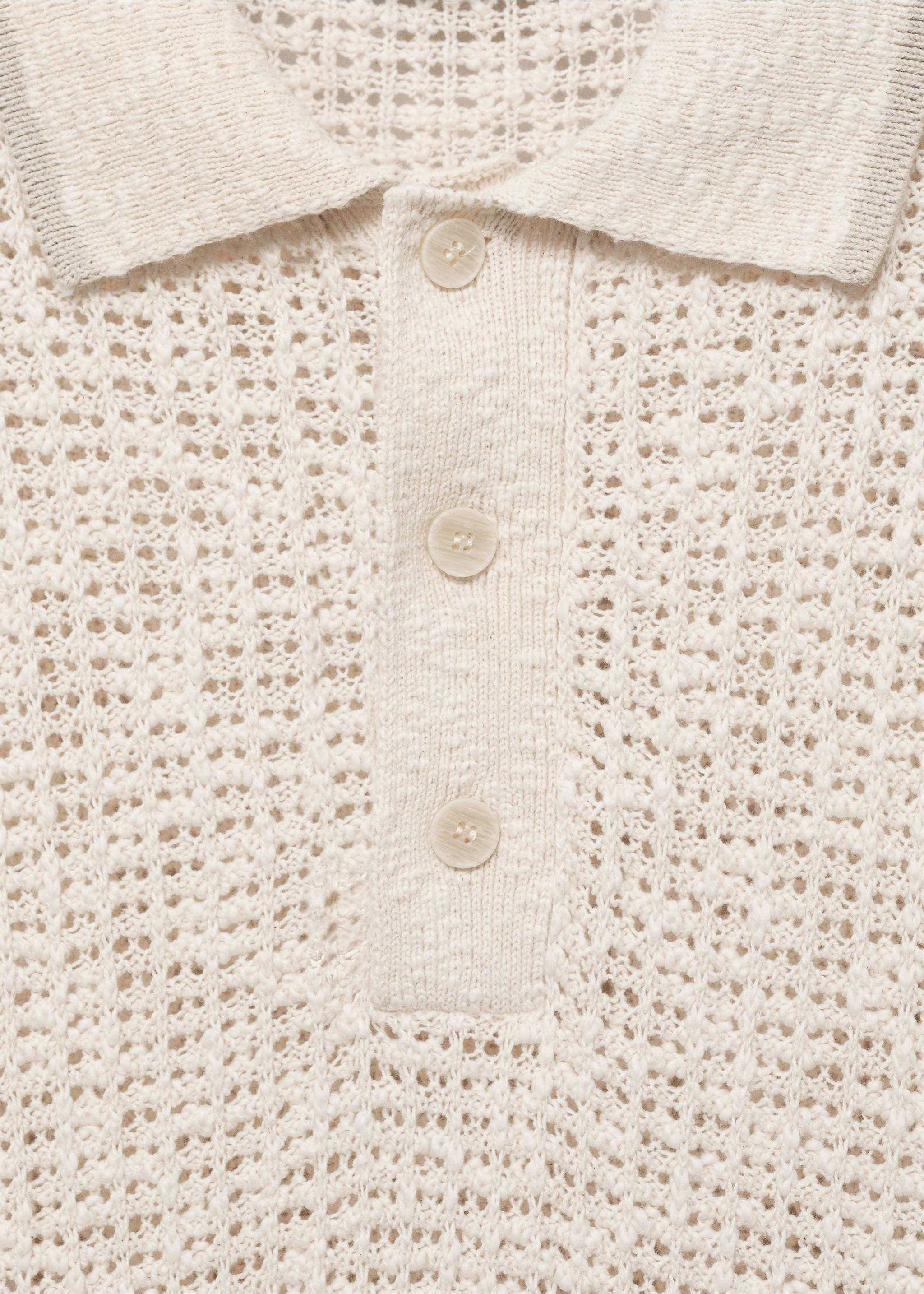 Katoenen ajour poloshirt - Detail van het artikel 8, Ivoorwit. Ref: 87029211-00.