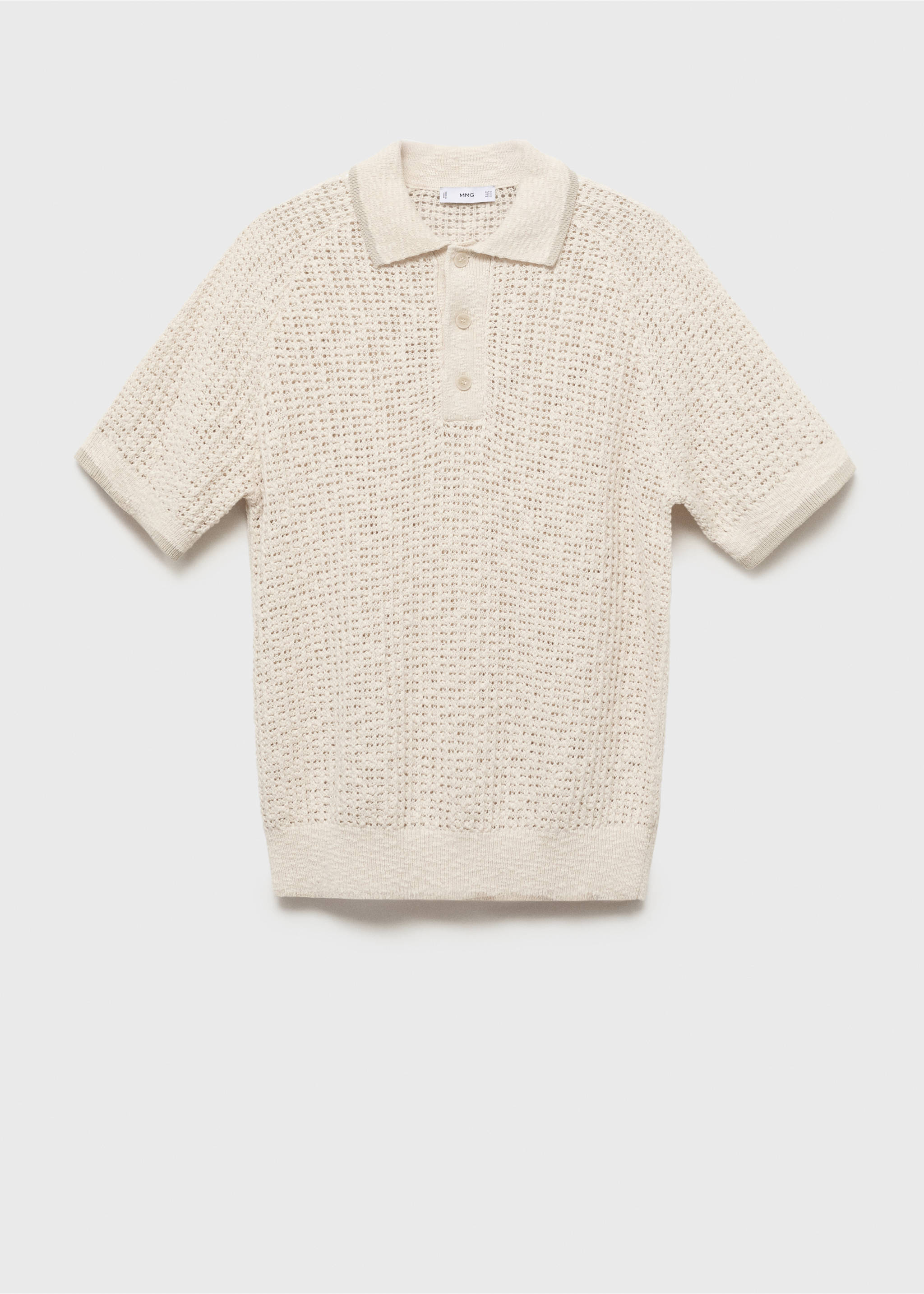 Polo maille ajourée coton - Article sans modèle, Ivoire. Ref: 87029211-00.