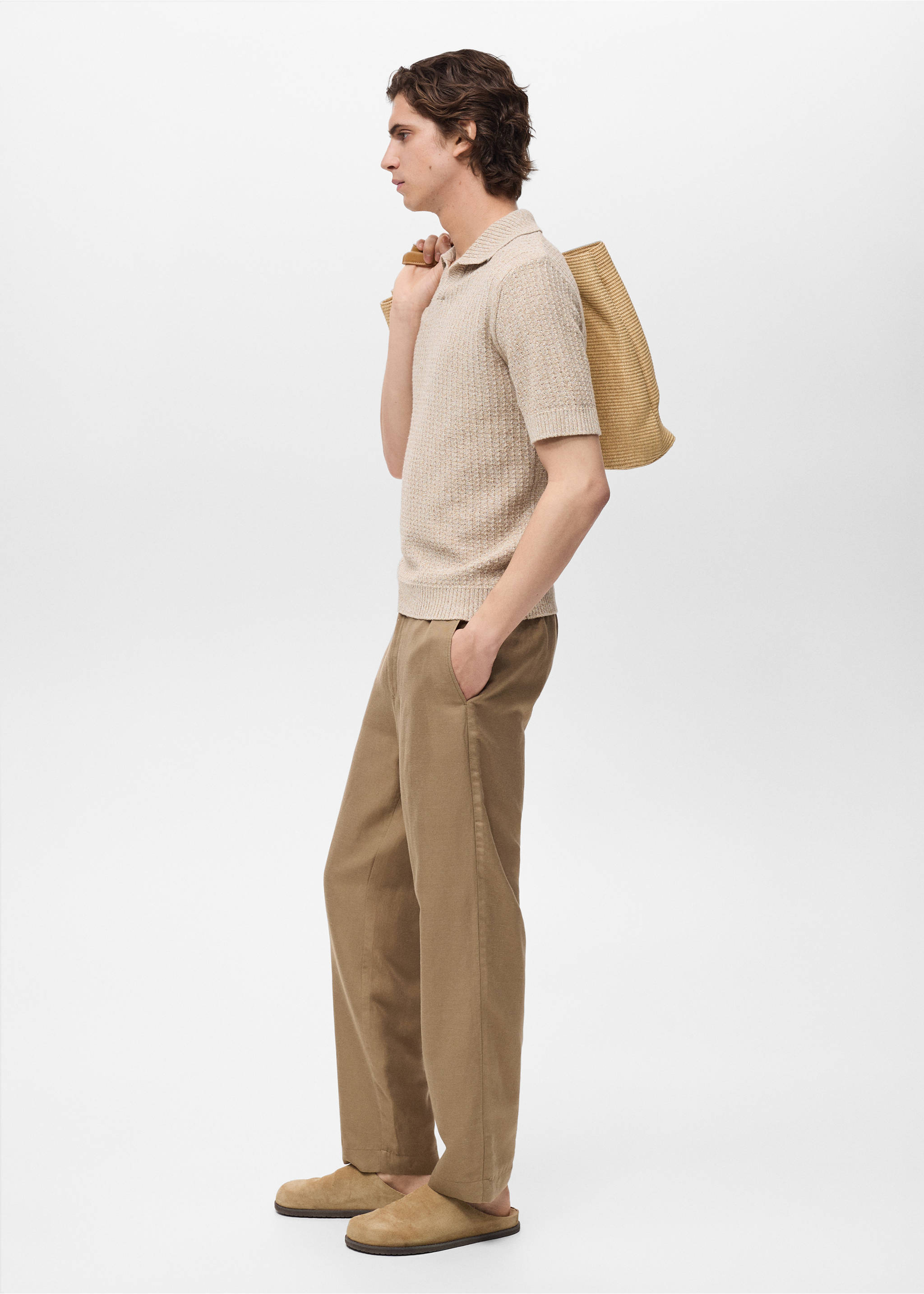 Polo coton maille structuré - Détail de l'article 2, Beige. Ref: 87029213-00.