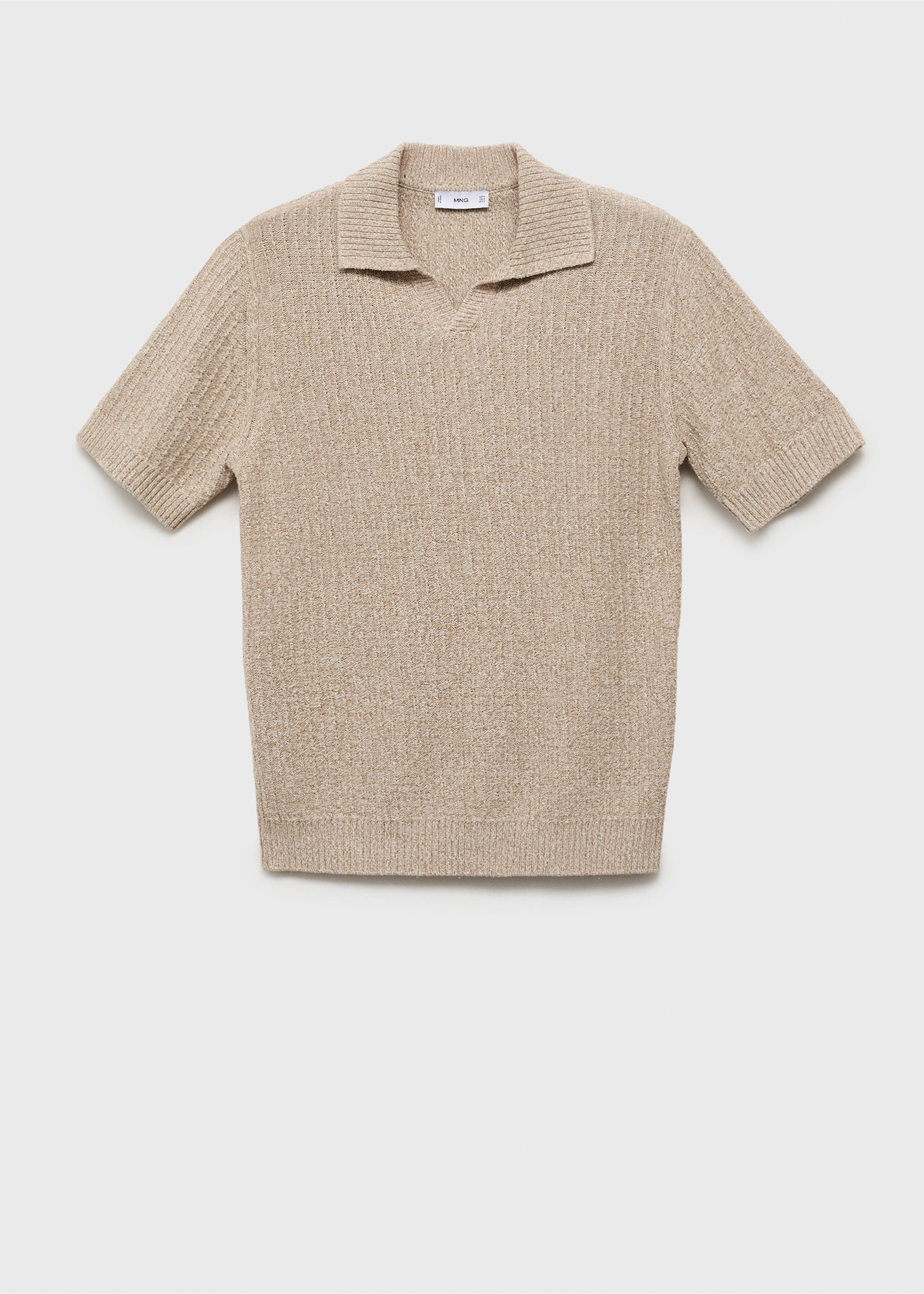 Polo coton maille structuré - Article sans modèle, Beige. Ref: 87029213-00.