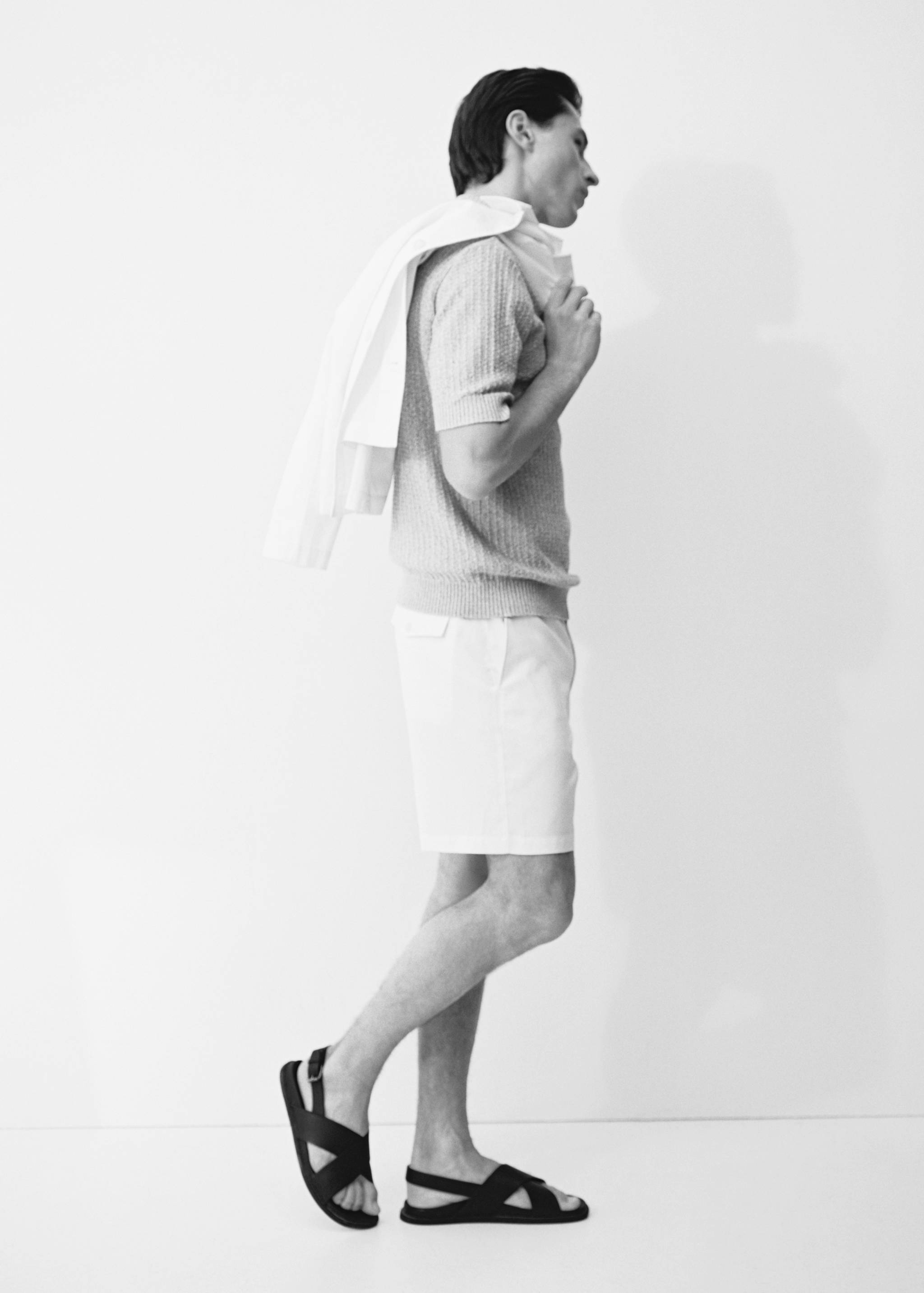 Strukturiertes Strick-Poloshirt aus Baumwolle - Detail des Artikels 3