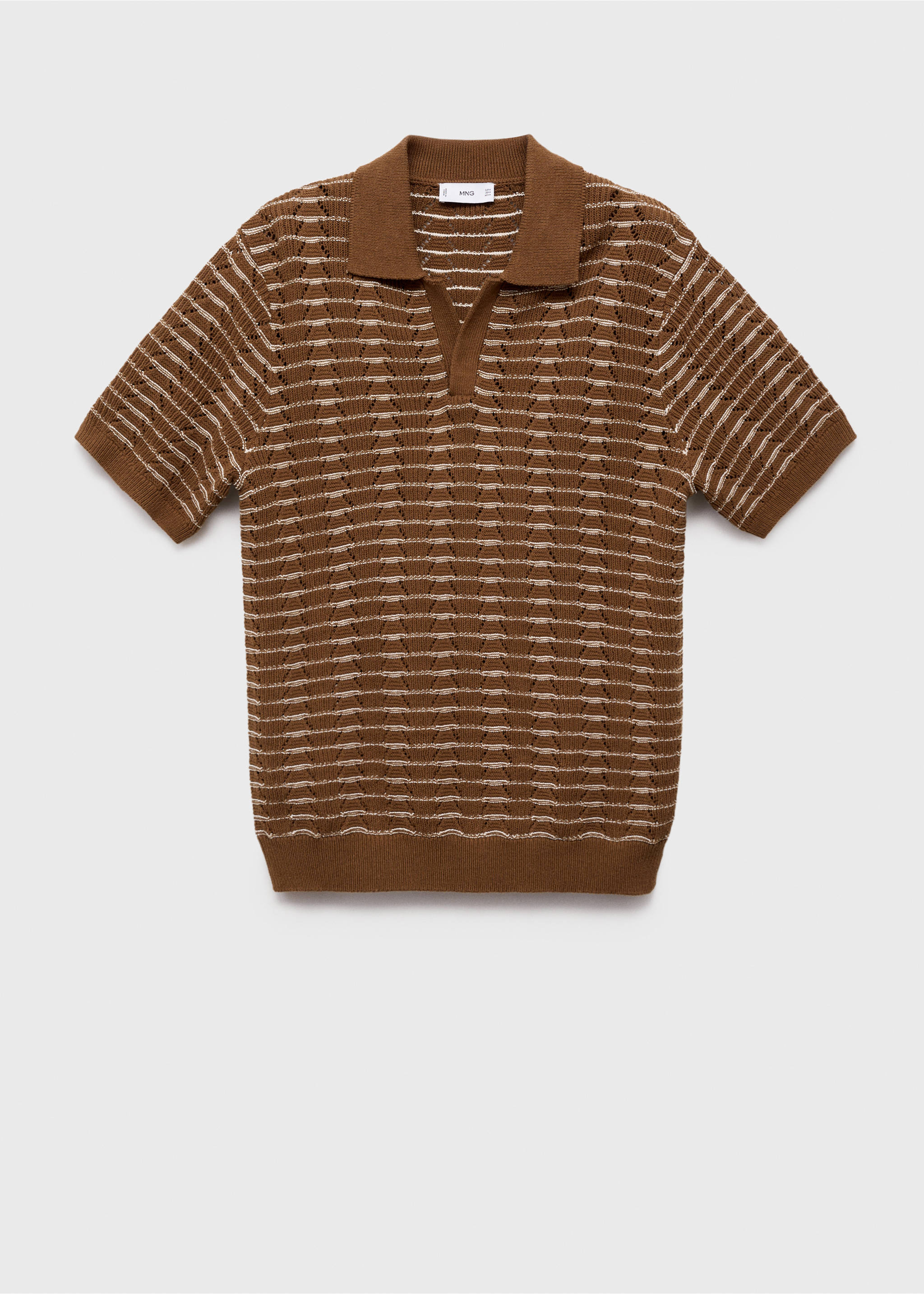 Ajour poloshirt met streepjesstructuur - Artikel zonder model, Tabaksbruin. Ref: 87029214-00.