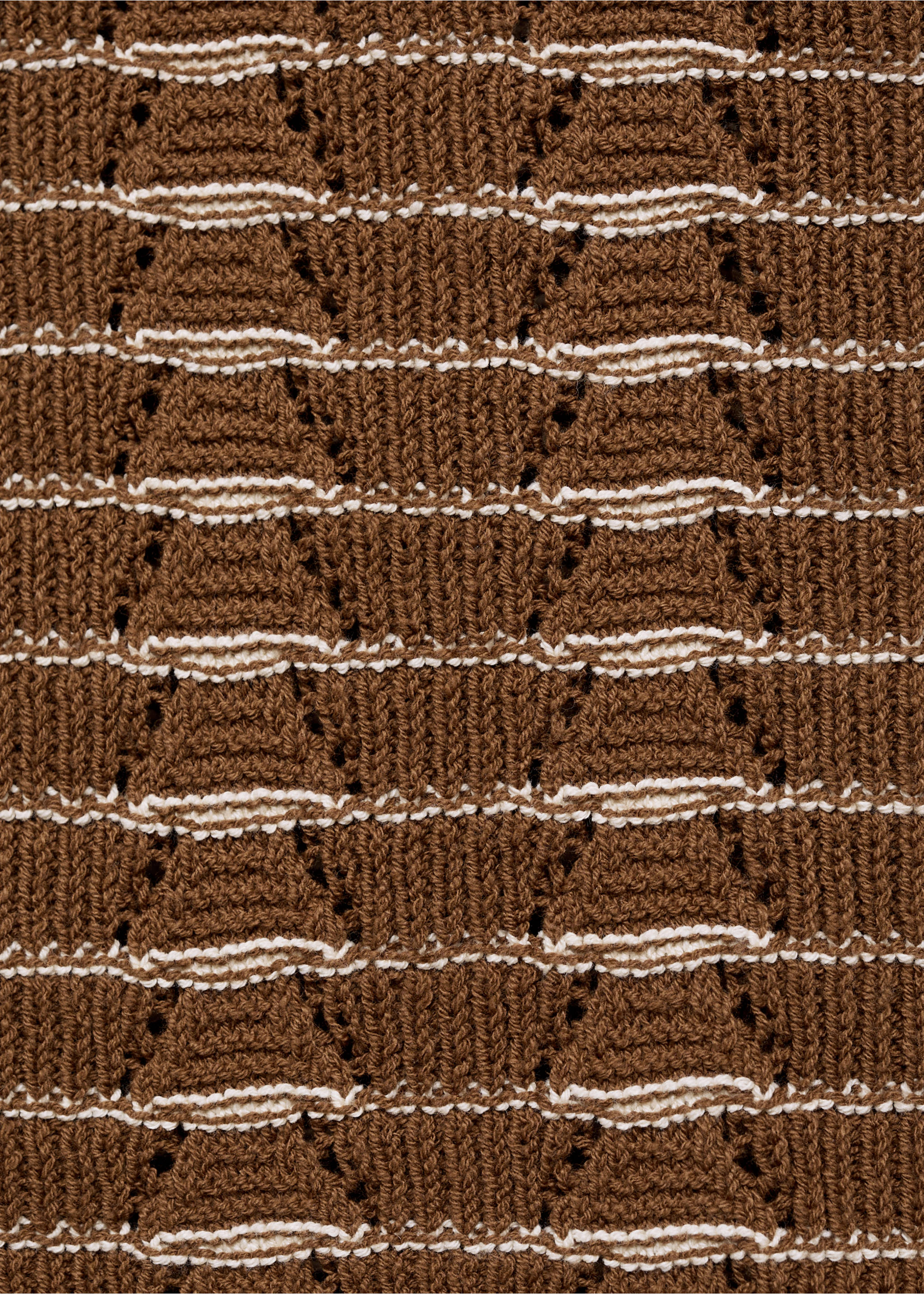 Ajour poloshirt met streepjesstructuur - Detail van het artikel 0, Tabaksbruin. Ref: 87029214-00.