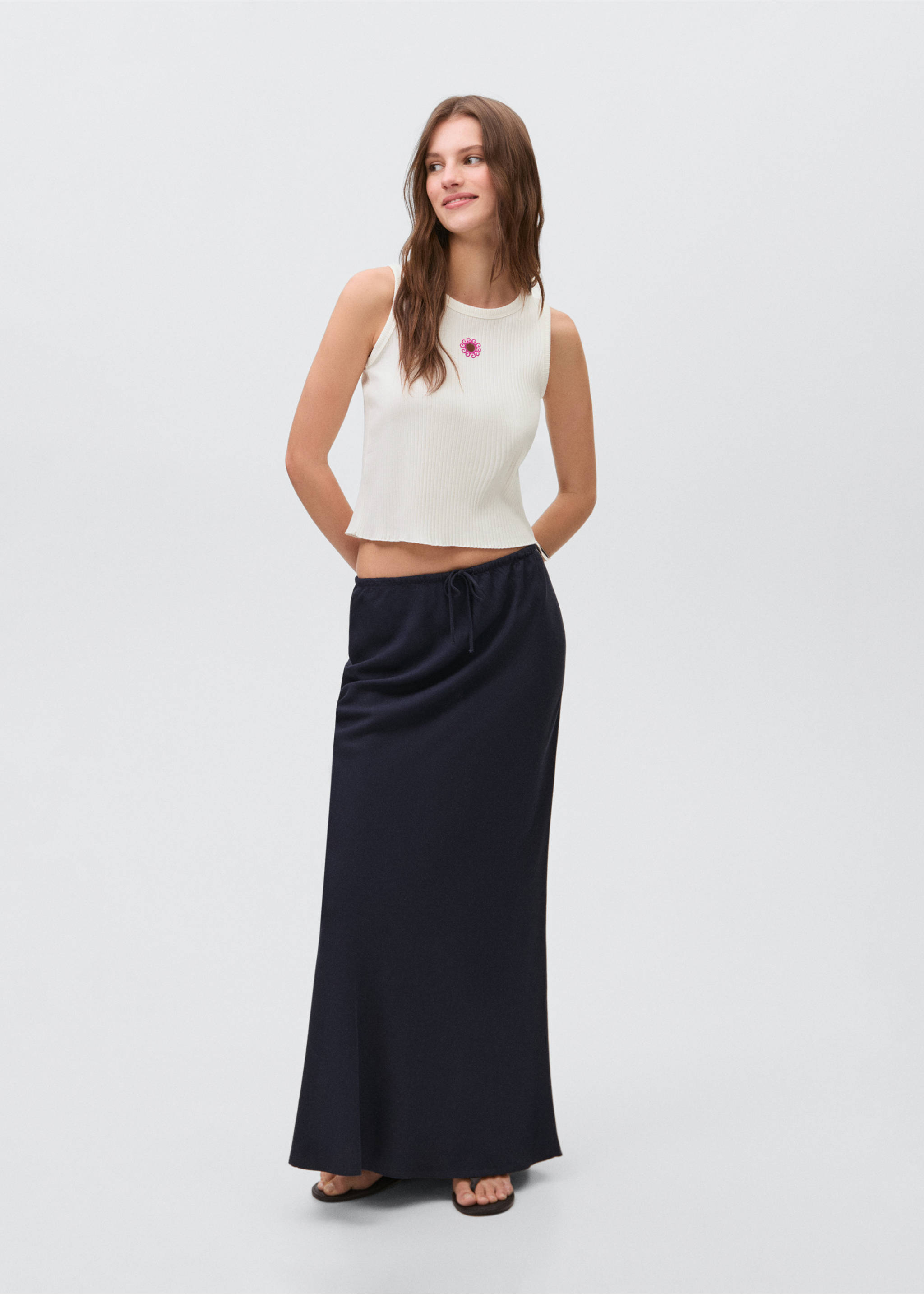 Top bordado sol - Plano general, Blanco roto. Ref: 87029217-00.