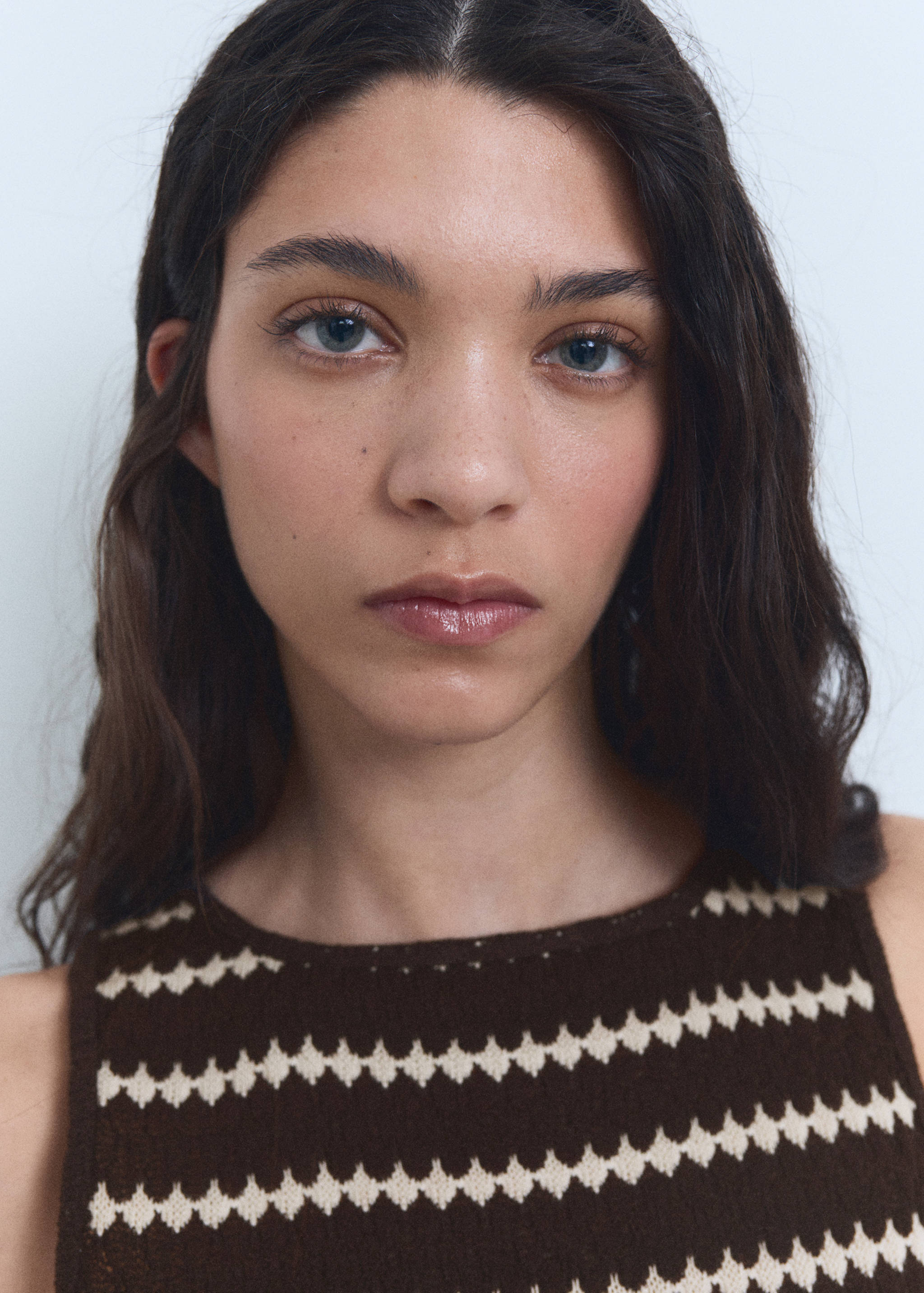 Knitted top with geometric print - Details of the article 1