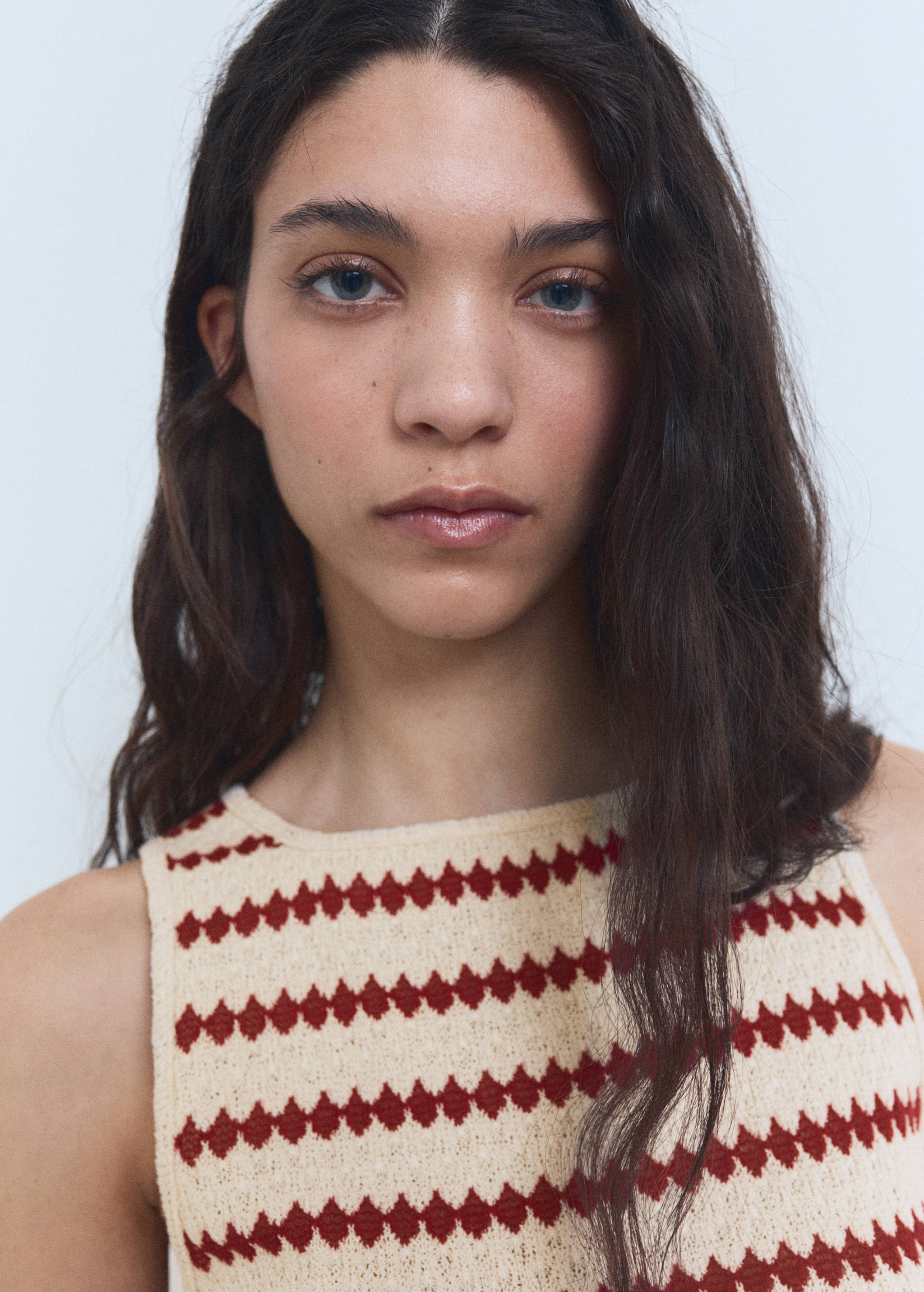 Knitted top with geometric print - Details of the article 1