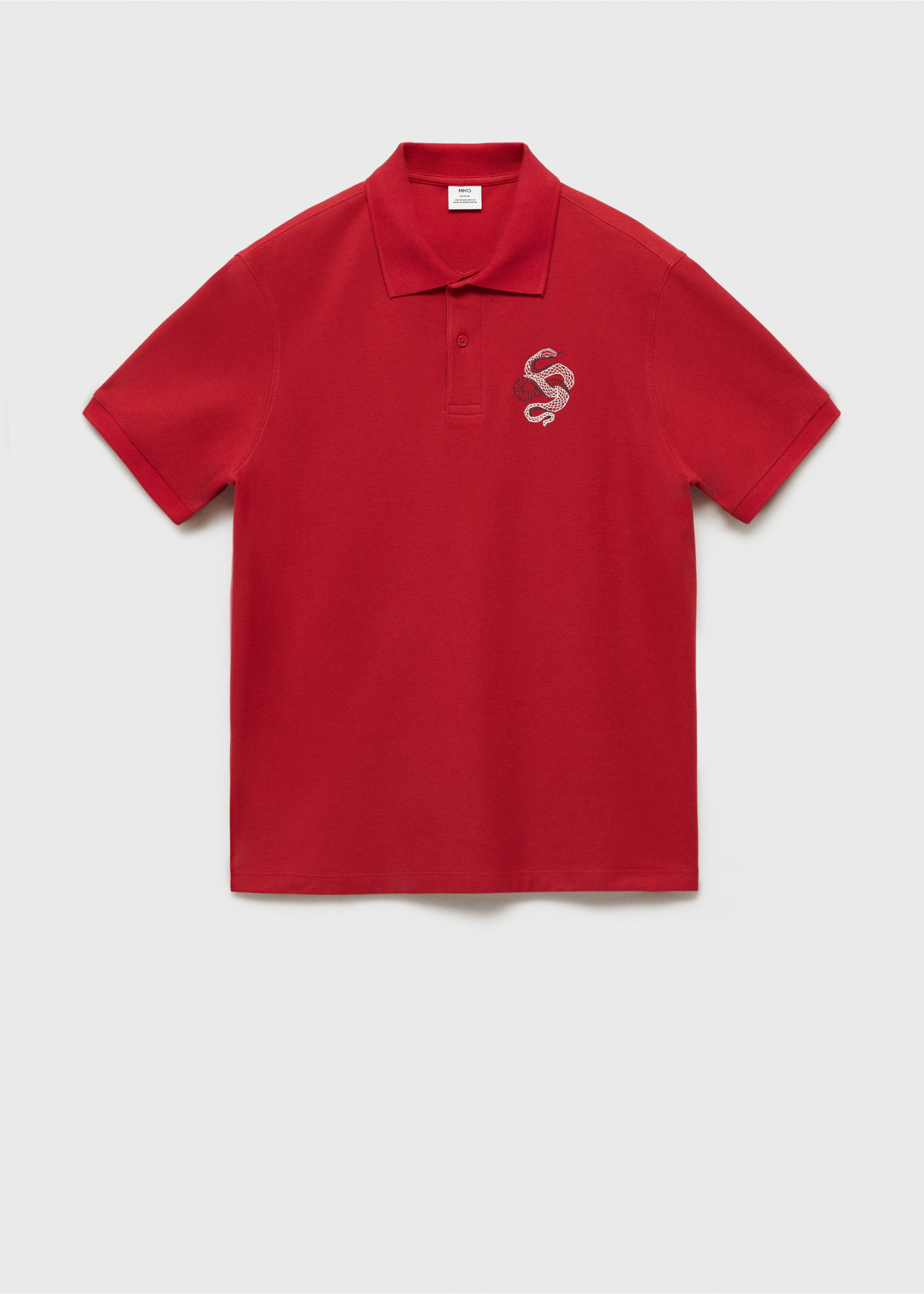 100% cotton polo shirt with embroidered graphic on the chest - Article without model, Red. Ref: 87030251-00.