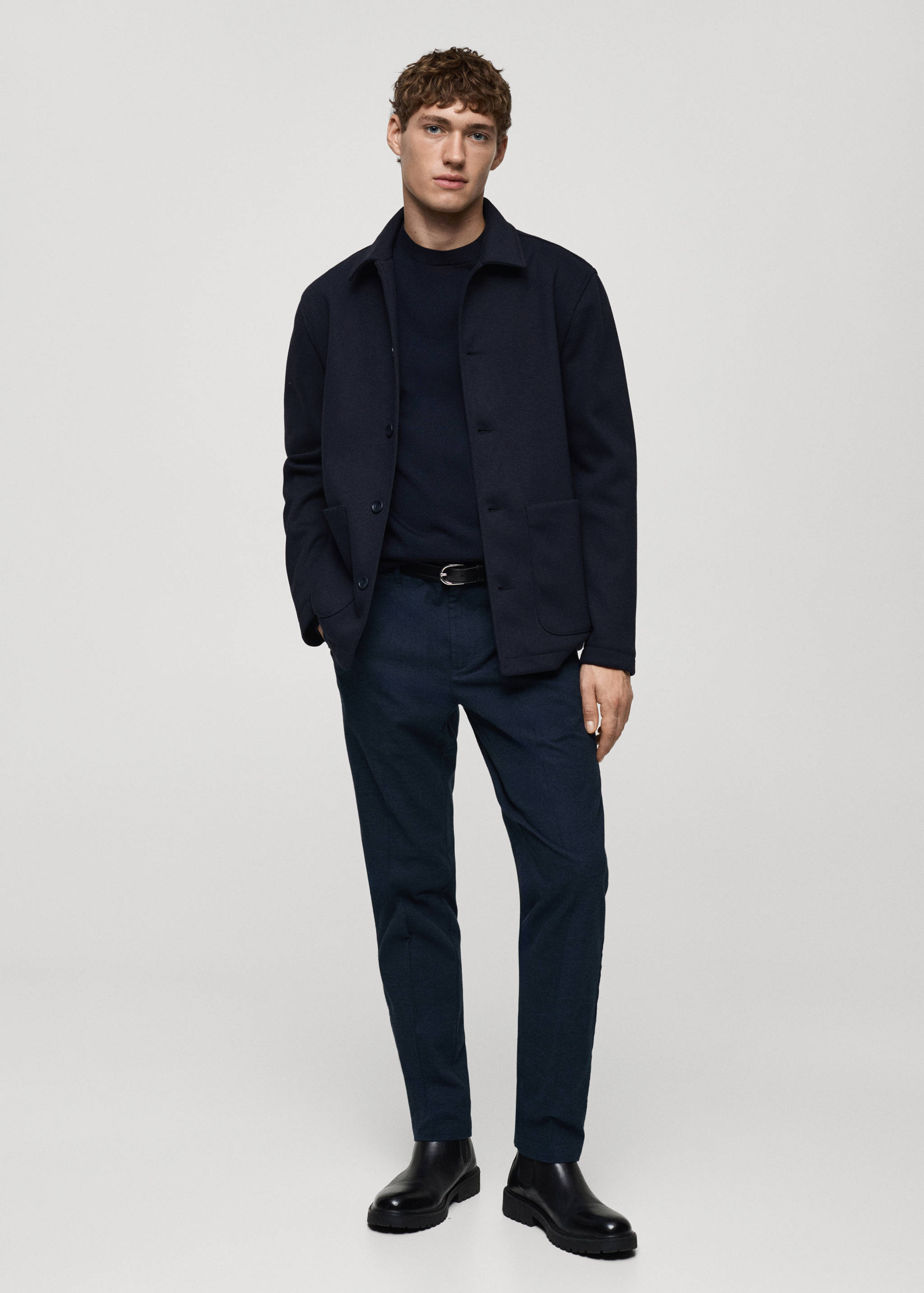 Micro-houndstooth flannel trousers - General plane