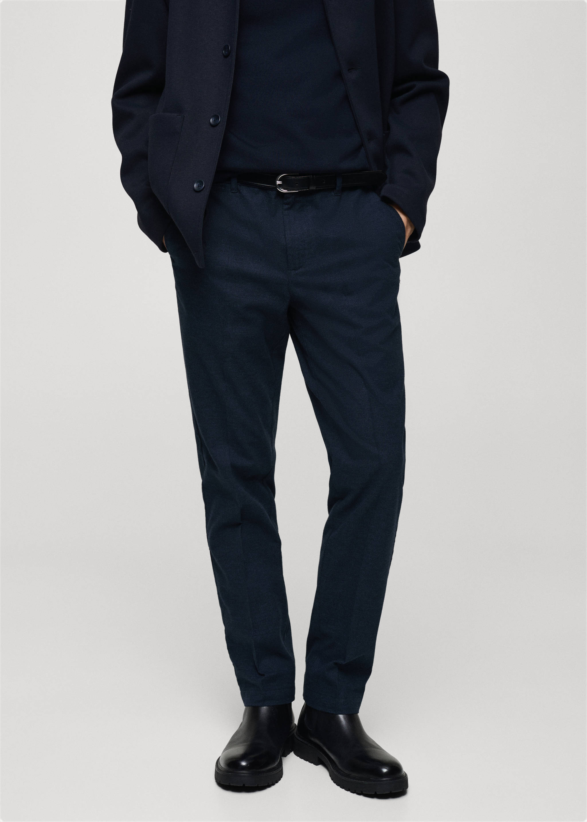 Micro-houndstooth flannel trousers - Medium plane