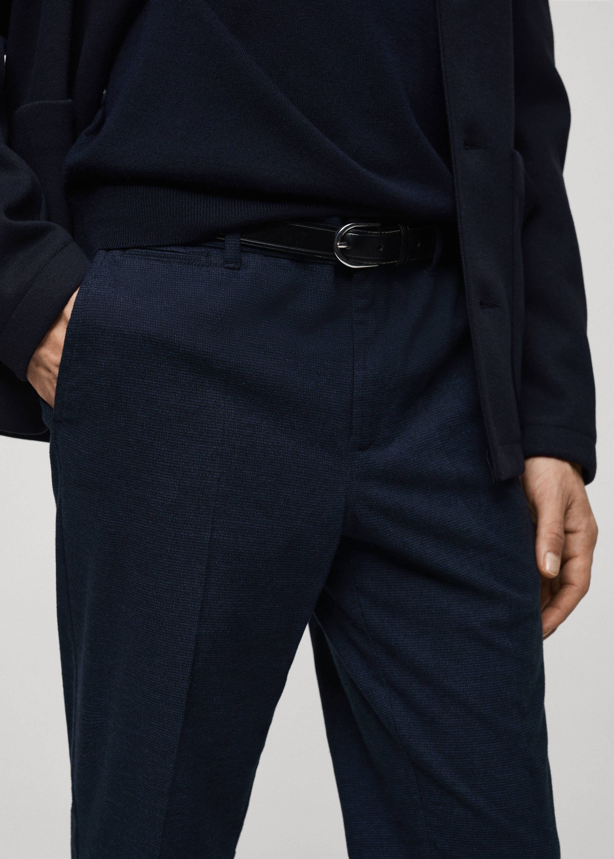 Micro-houndstooth flannel trousers - Details of the article 1