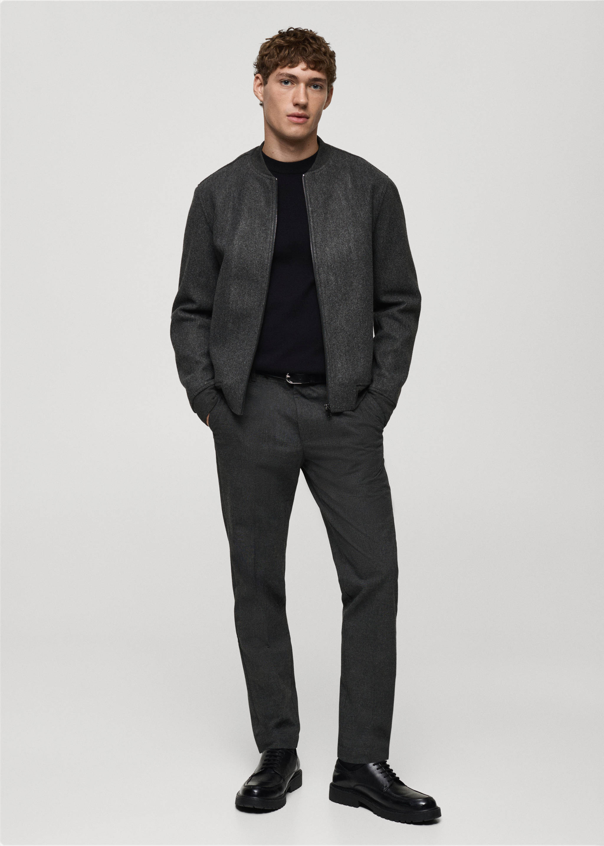 Prince of wales check flannel trousers - General plane, Grey. Ref: 87030255-00.