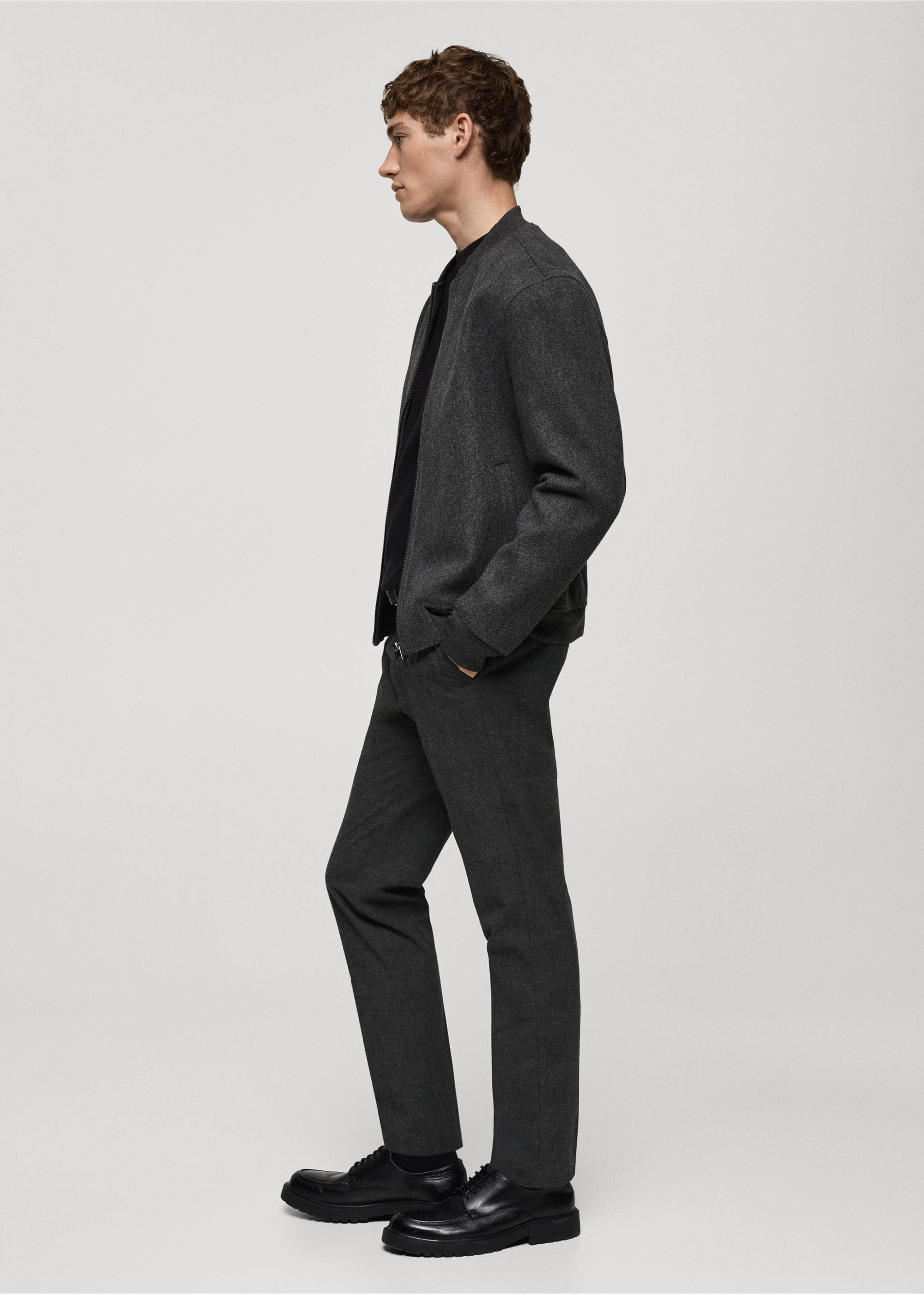 Prince of wales check flannel trousers - Details of the article 2, Grey. Ref: 87030255-00.