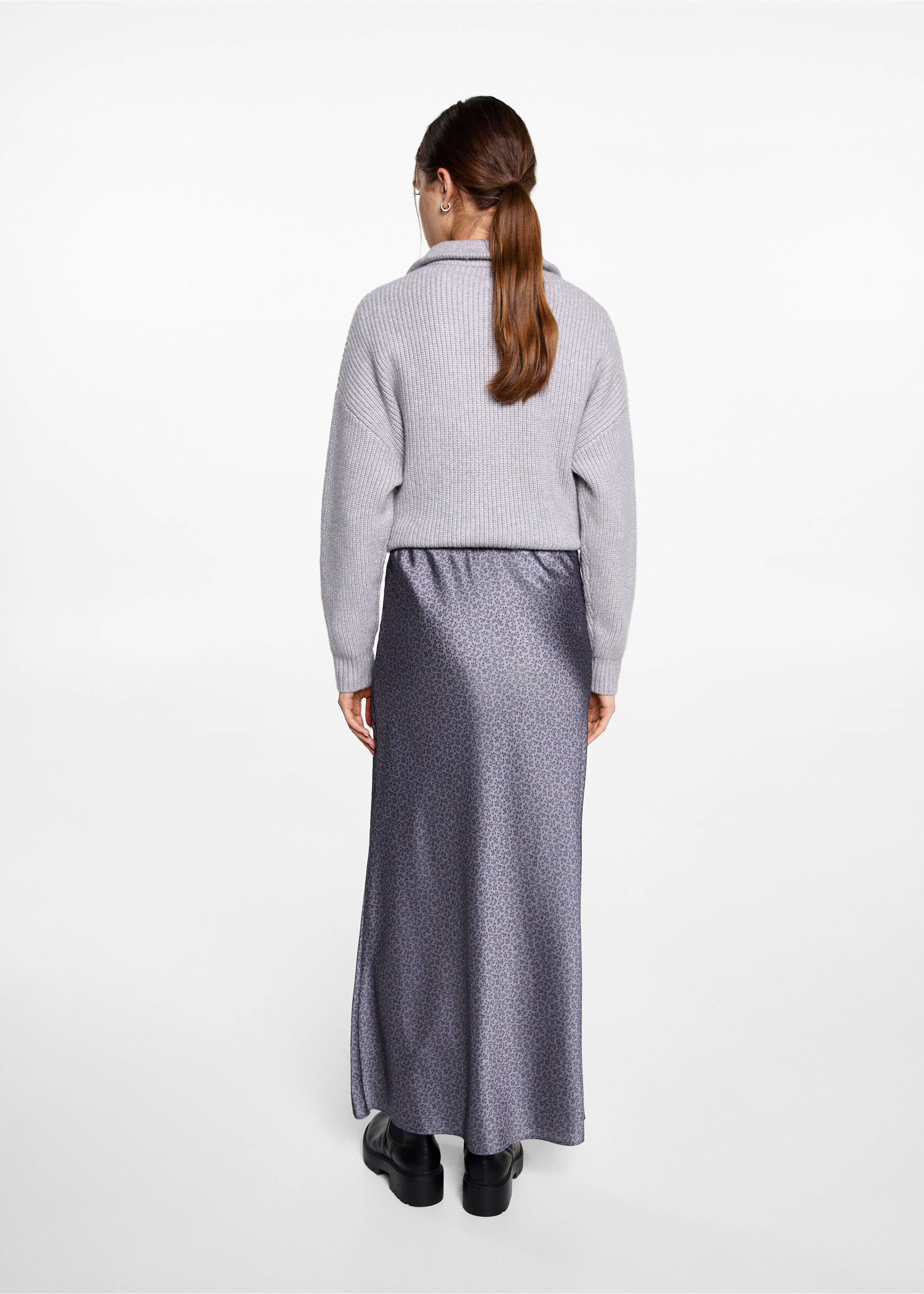 Printed satin skirt - Reverse of the article, Lilac. Ref: 87030265-00.