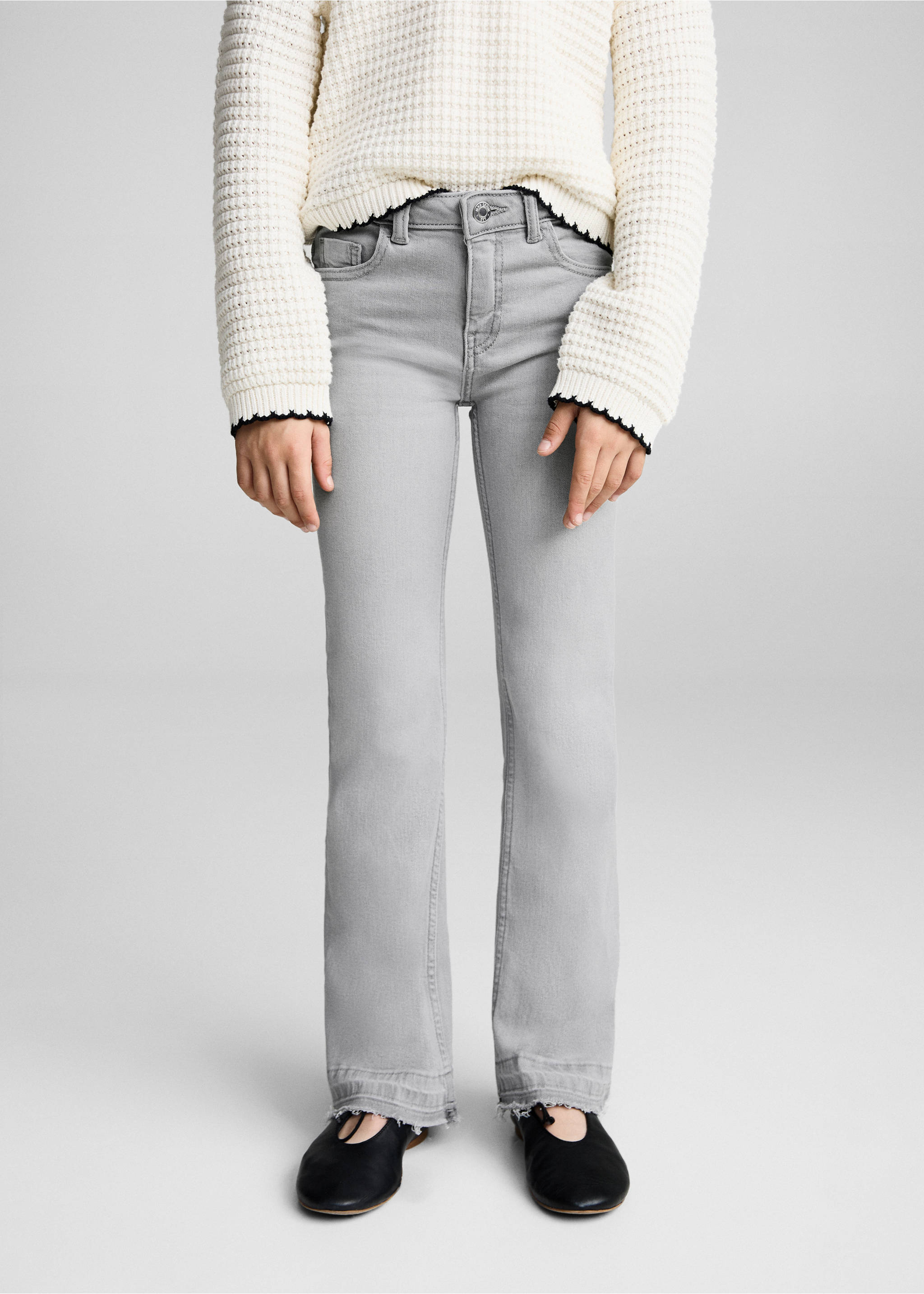 Frayed low-rise skinny jeans - Medium plane, Denim Grey. Ref: 87030425-00.