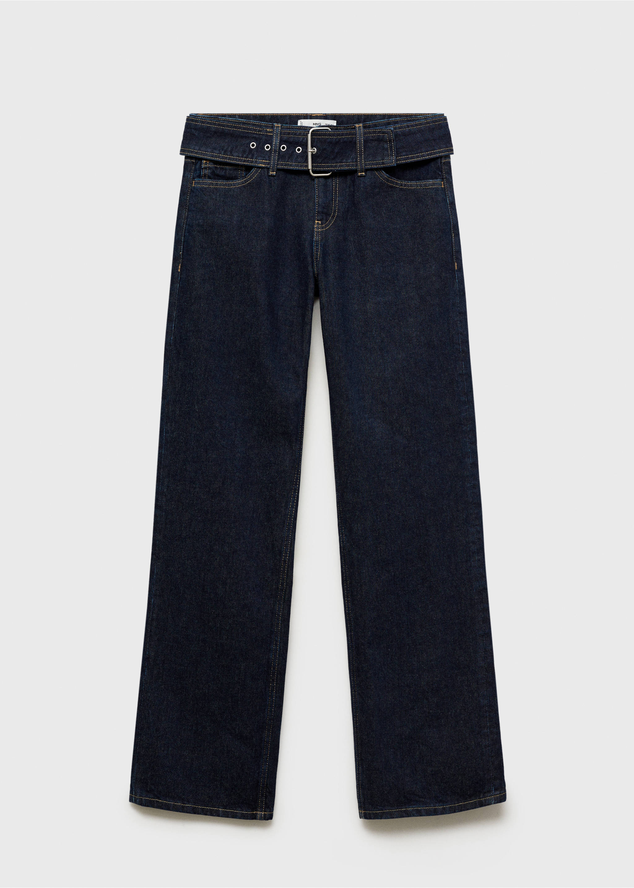 Low-rise straight jeans with belt - Article without model, Open Blue. Ref: 87030427-00.