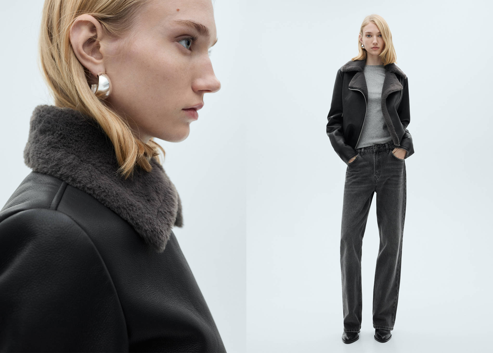 Double-faced faux-leather jacket - Panoramic plane