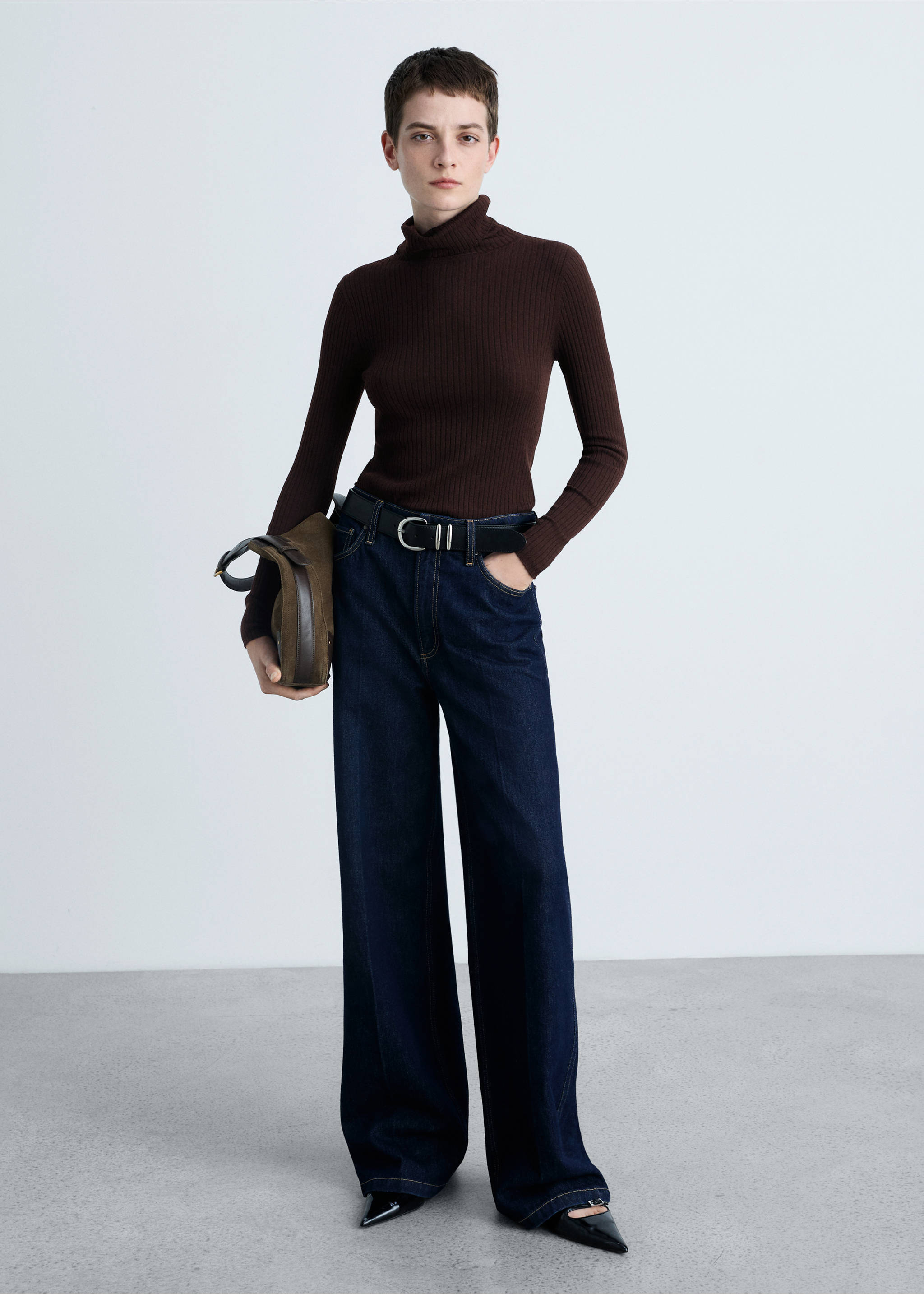 Wool blend turtleneck sweater - General plane, Chocolate. Ref: 87030441-00.