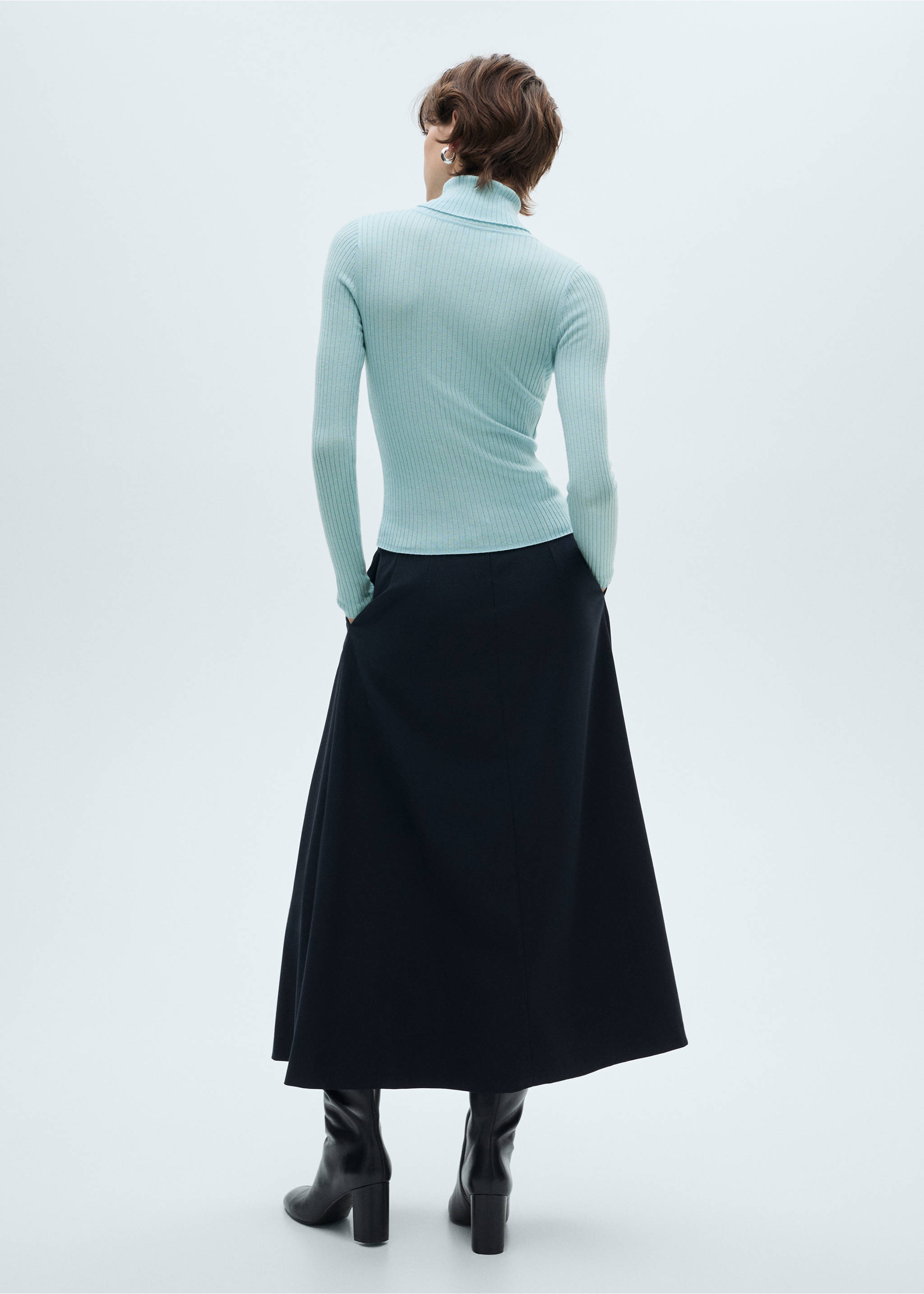 Pull-over laine mélangée col roulé - Verso de l’article, Vert d´eau. Ref: 87030441-00.