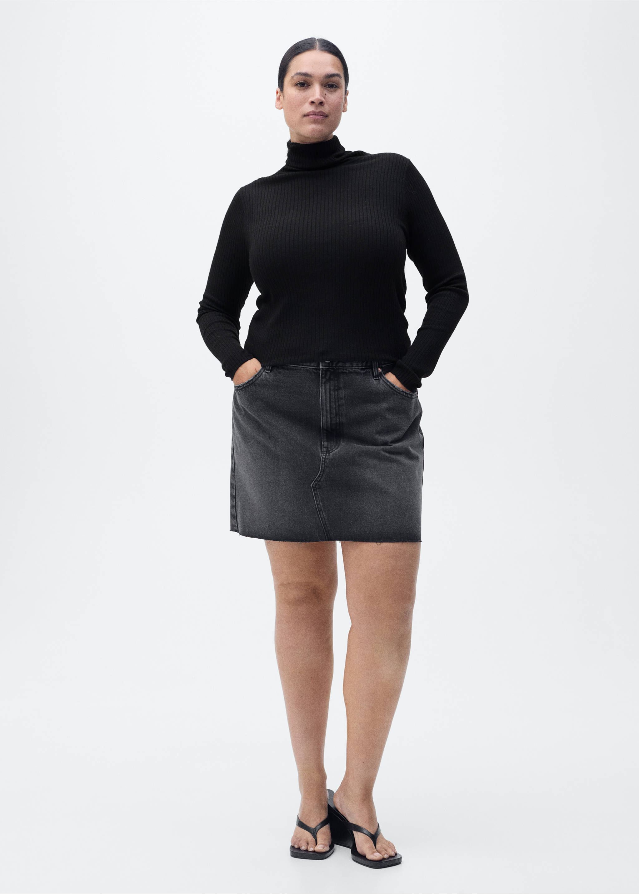 Wool blend turtleneck sweater - Details of the article 6, Black. Ref: 87030441-00.