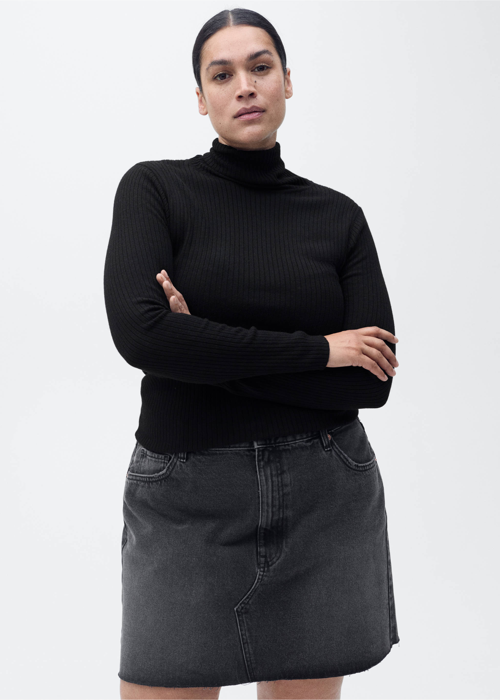 Wool blend turtleneck sweater - Details of the article 5, Black. Ref: 87030441-00.