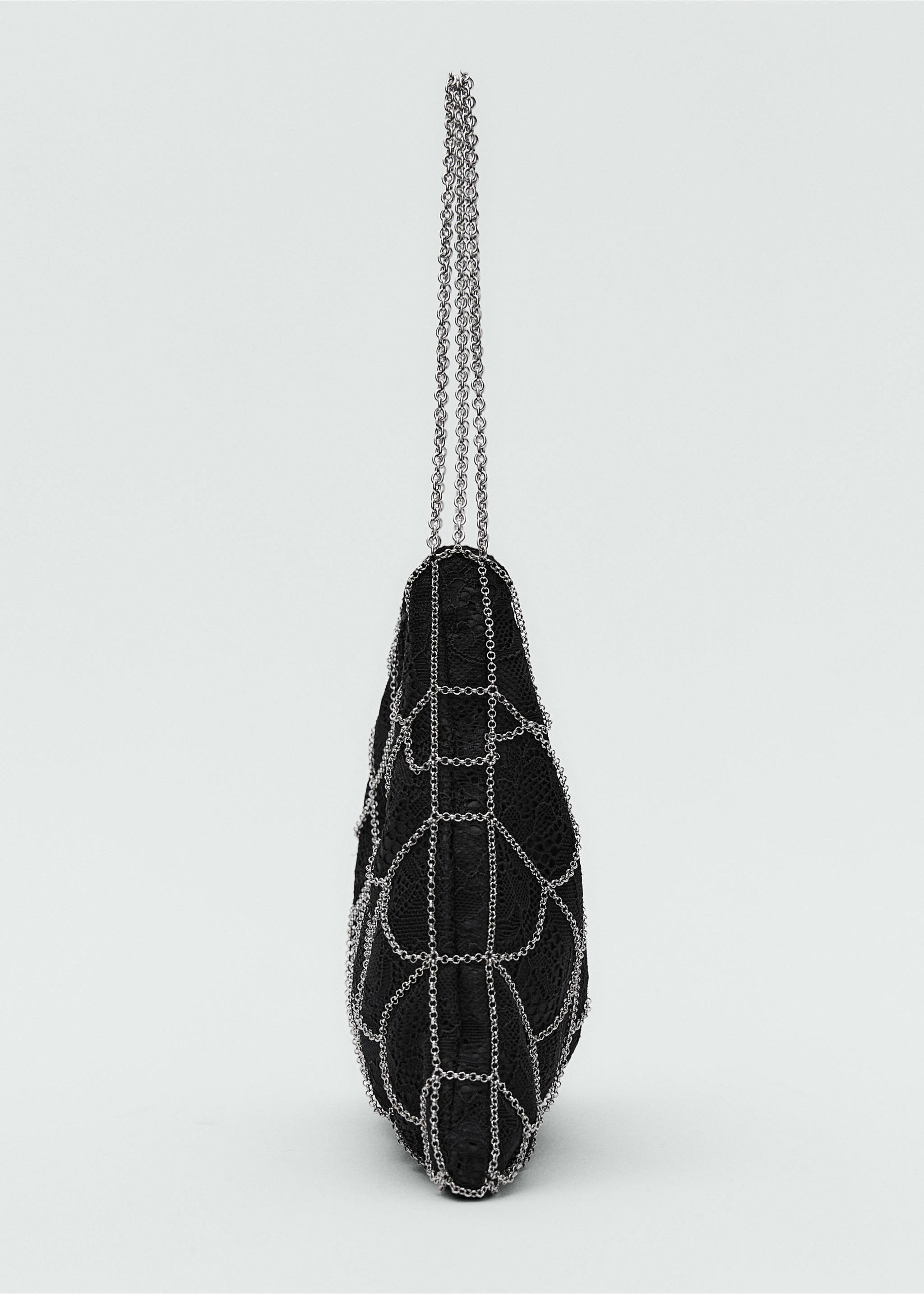Guipure-Tasche mit Netz-Design und Kette - Detail des Artikels 1, Schwarz. Ref: 87030450-00.