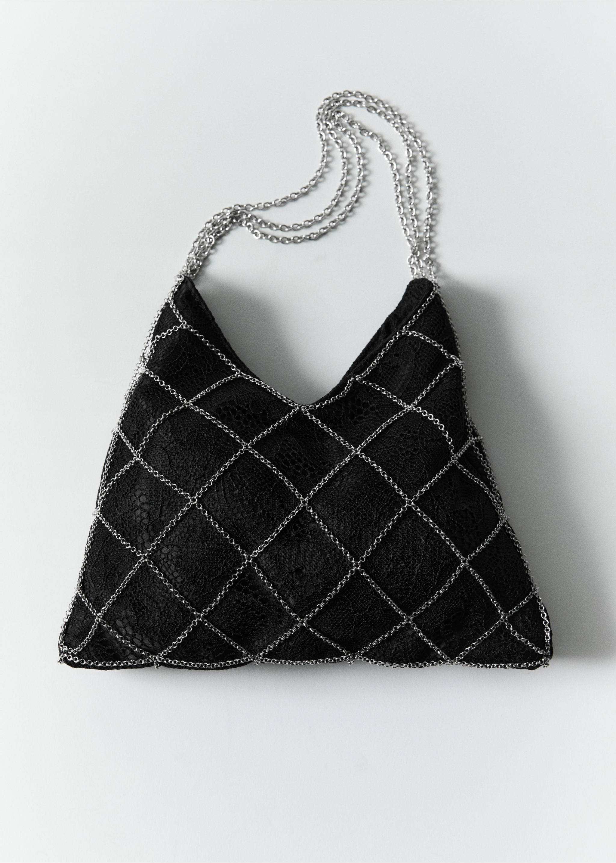 Guipure-Tasche mit Netz-Design und Kette - Detail des Artikels 5, Schwarz. Ref: 87030450-00.