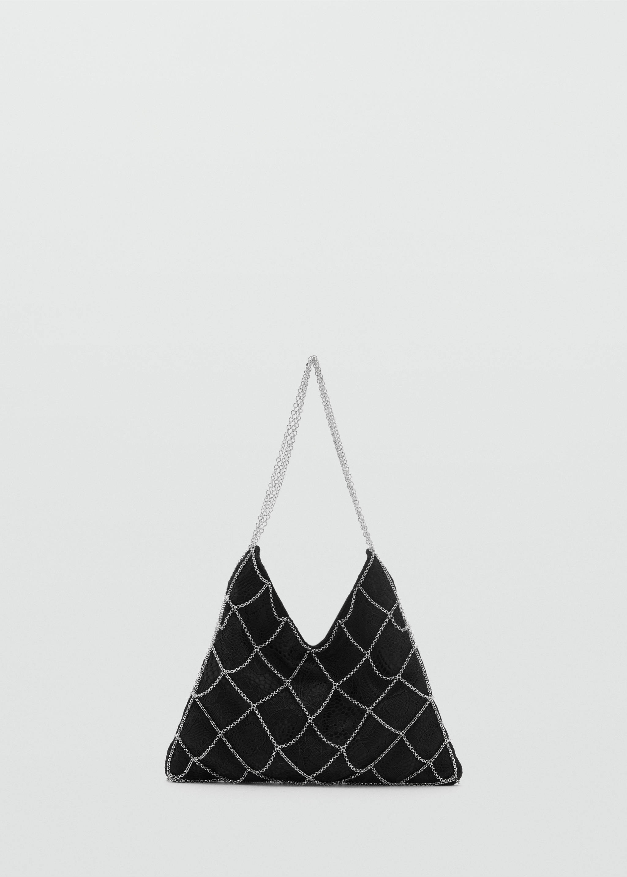 Guipure-Tasche mit Netz-Design und Kette - Artikel ohne Model, Schwarz. Ref: 87030450-00.