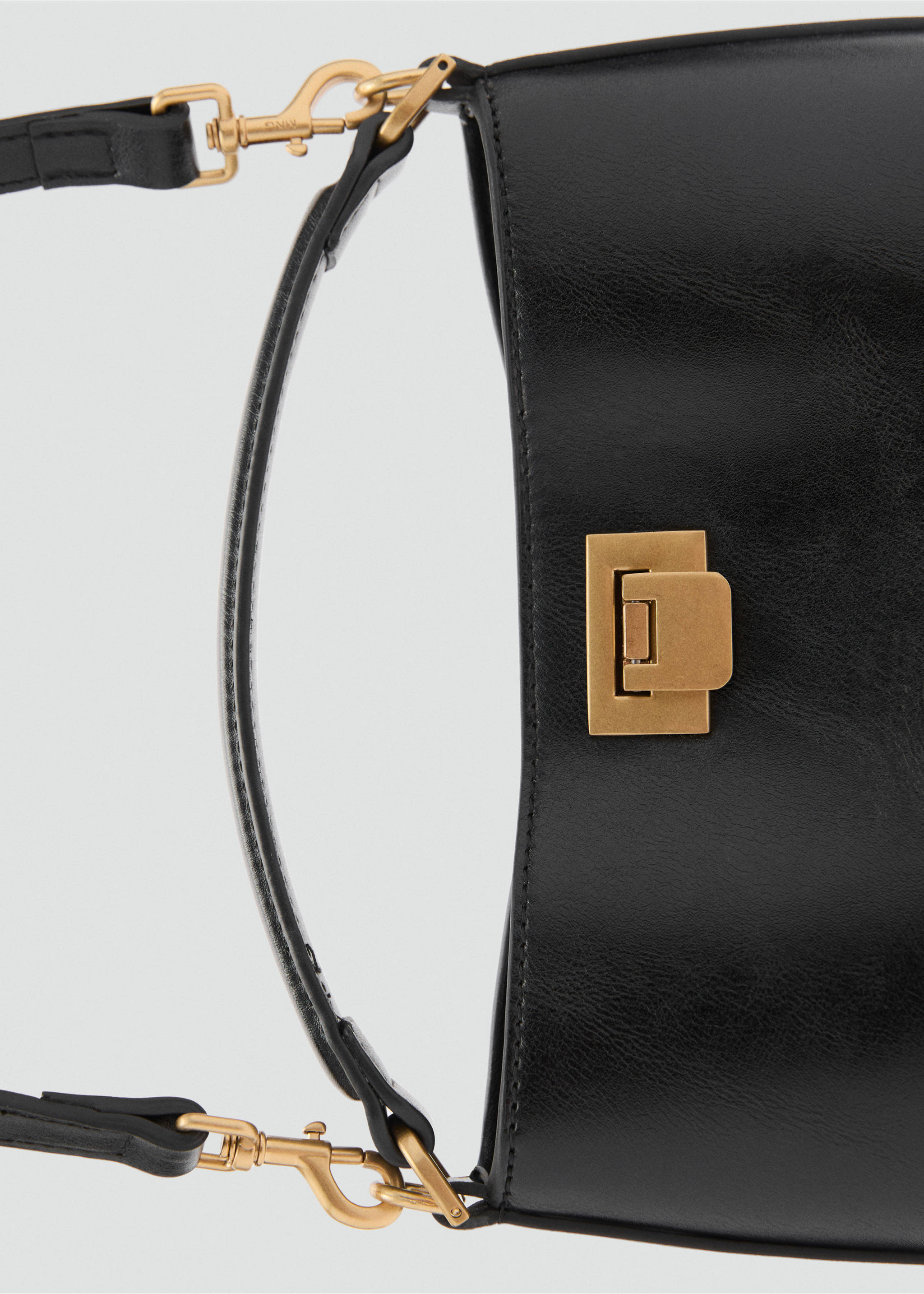 Mini shopper bag with metallic detail - Details of the article 1, Leather. Ref: 87030451-00.