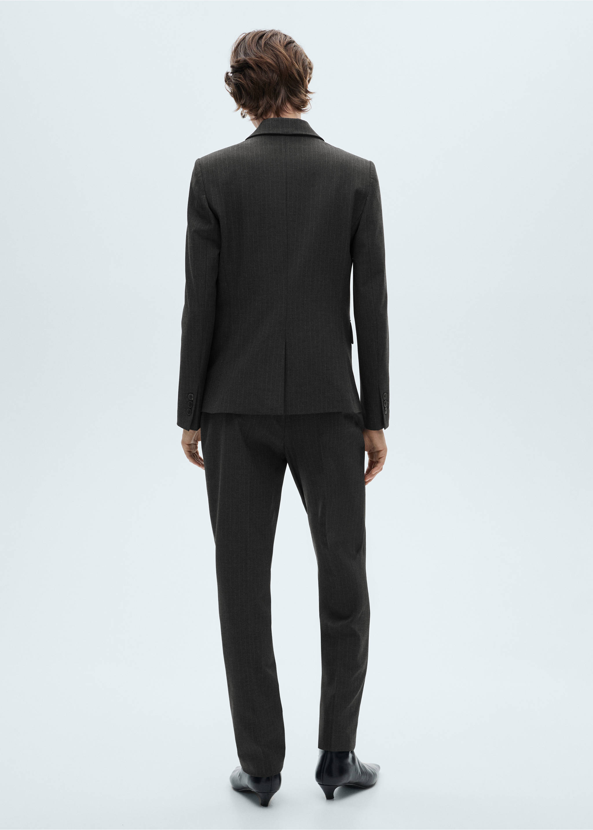 Pinstripe suit blazer - Reverse of the article, Dark Heather Grey. Ref: 87030453-00.