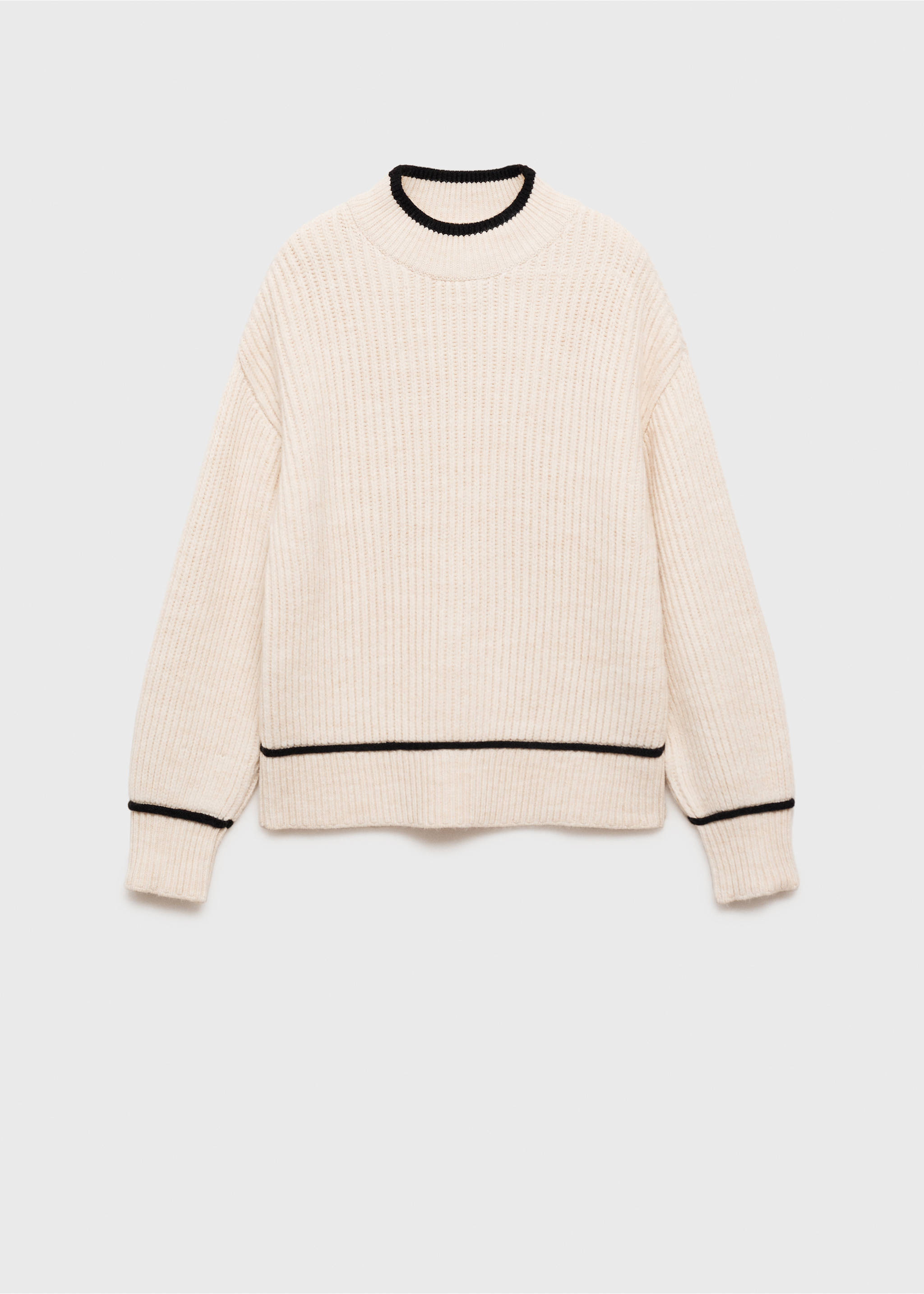 Perkins-neck sweater with contrasting details - Article without model, Beige. Ref: 87030454-00.