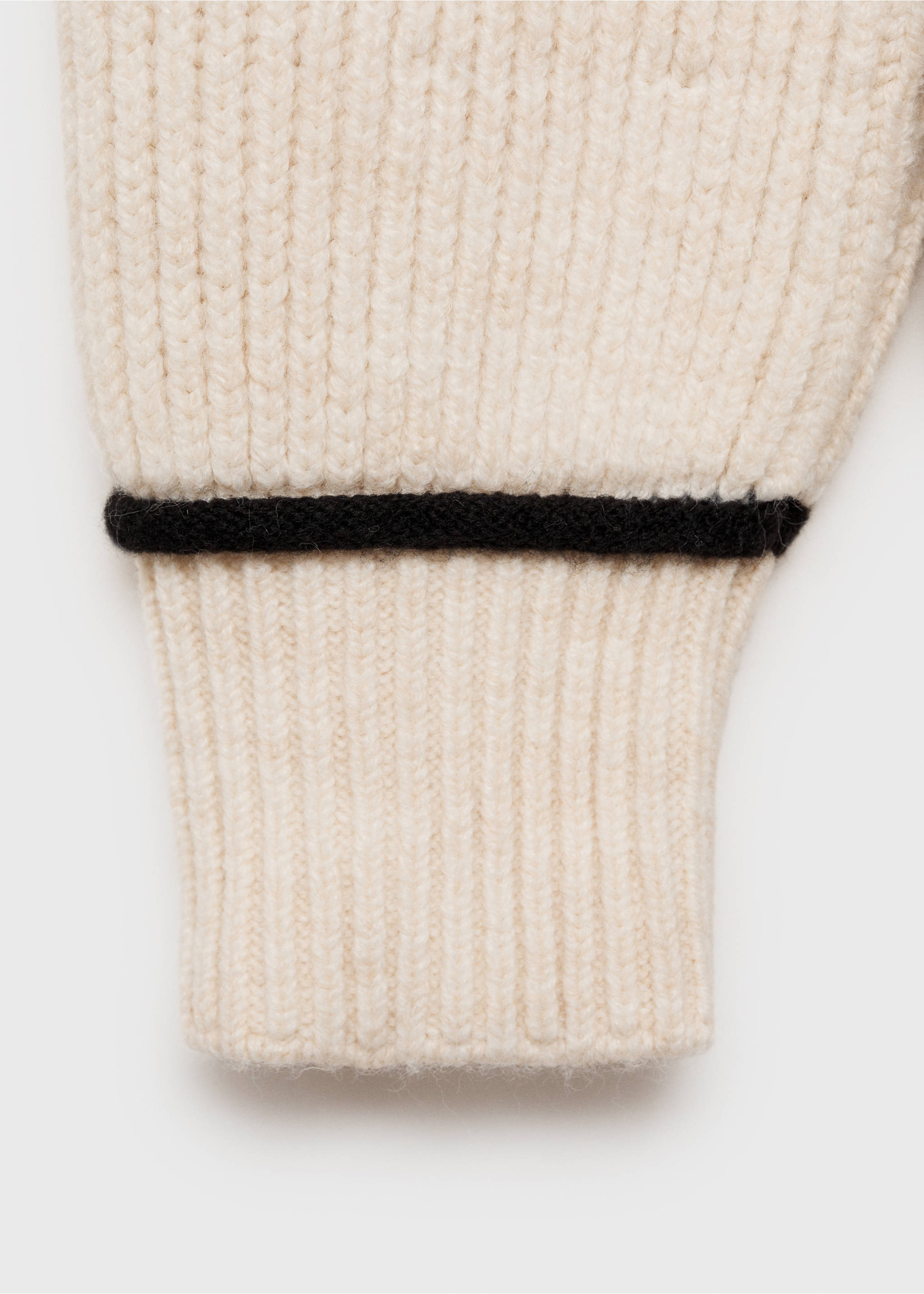Perkins-neck sweater with contrasting details - Details of the article 0, Beige. Ref: 87030454-00.