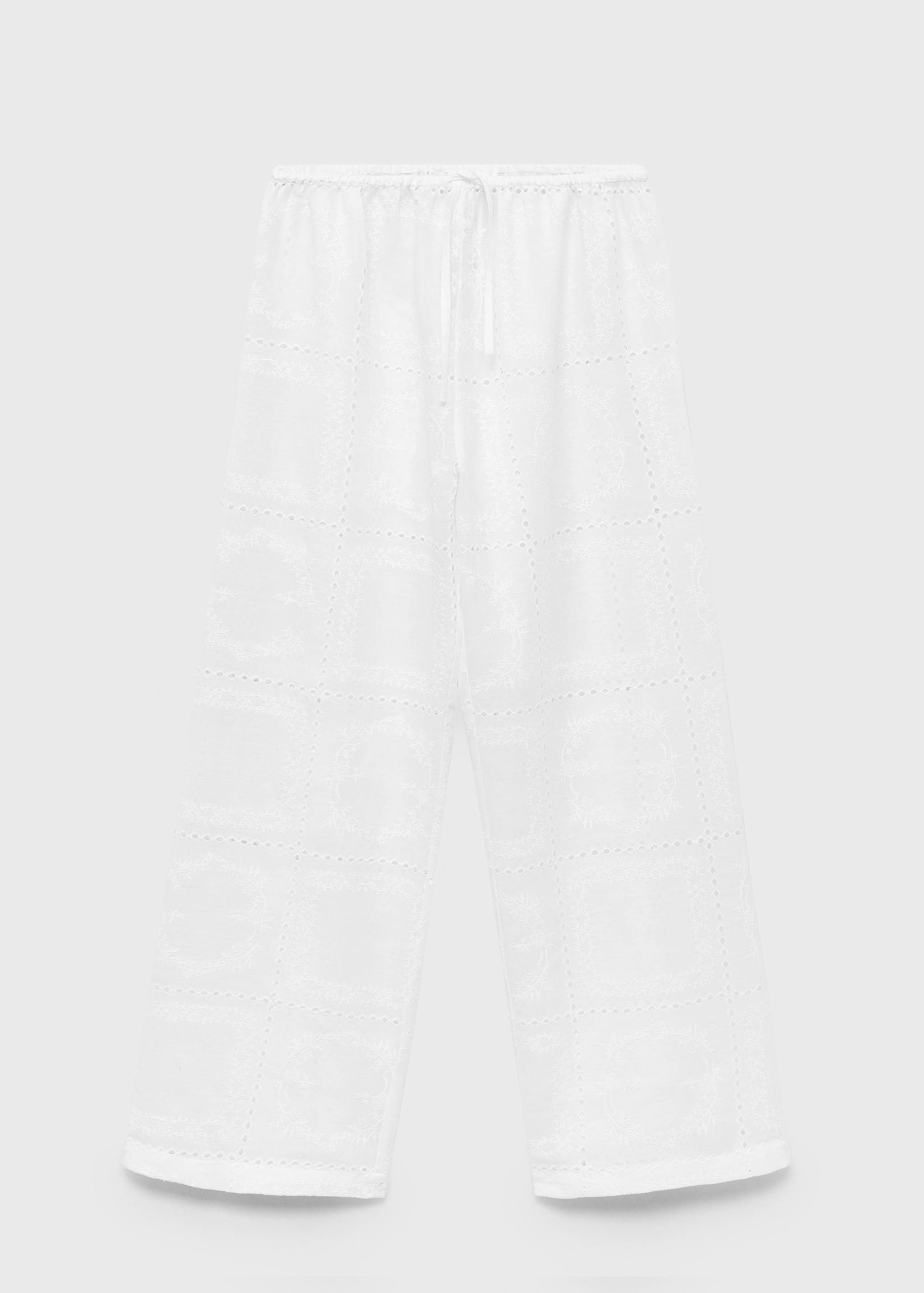 Haftowane spodnie ze 100% ramii - Artykuł bez modela/modelki