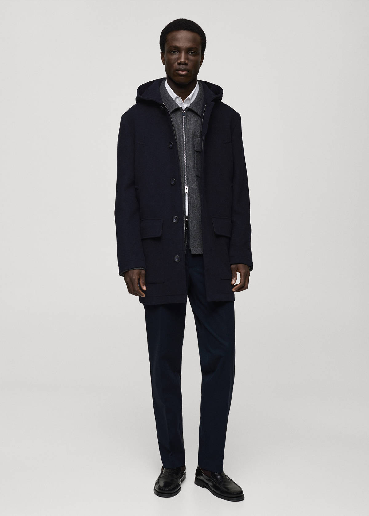 Hooded wool coat
