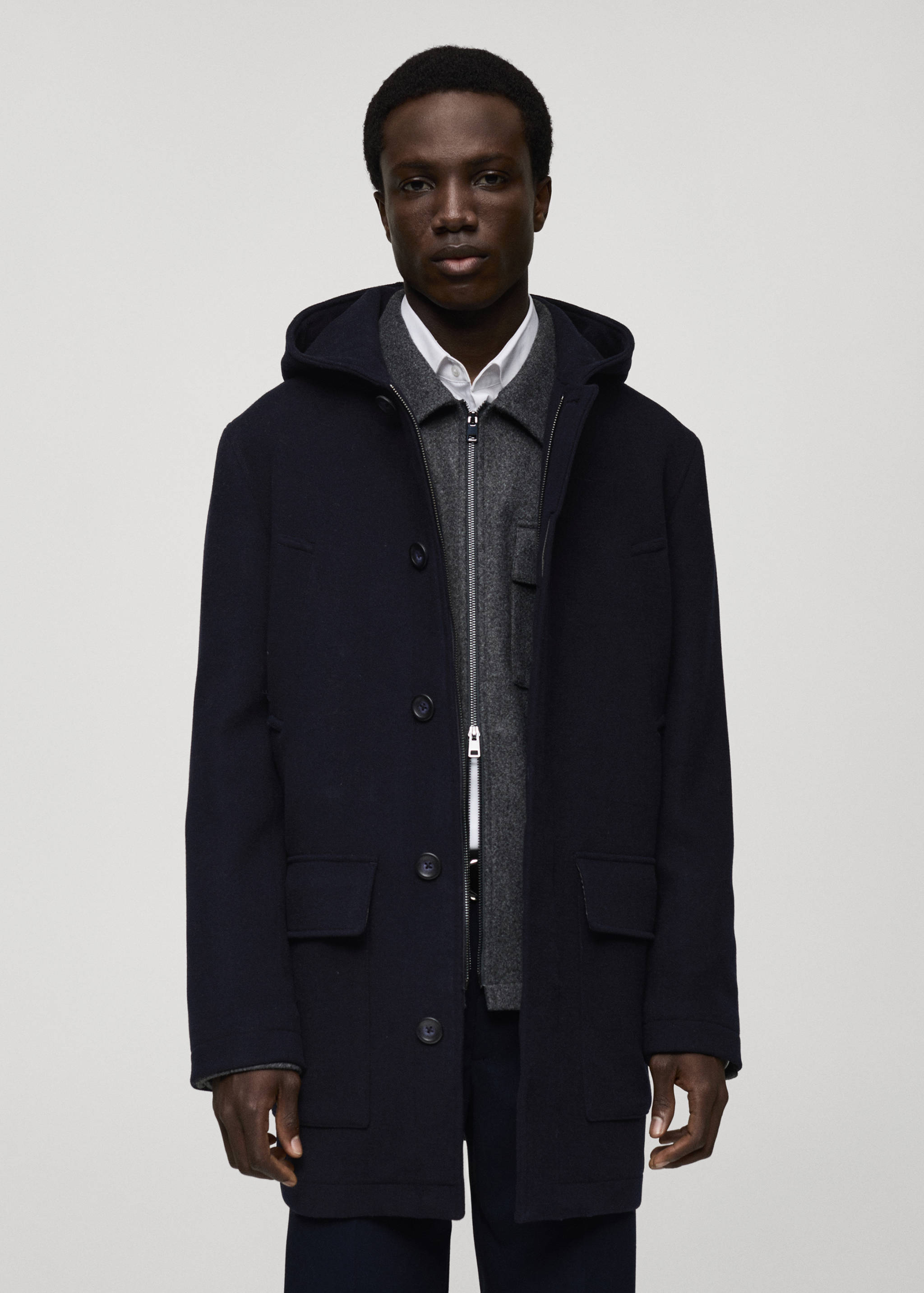 Hooded wool coat - Medium plane