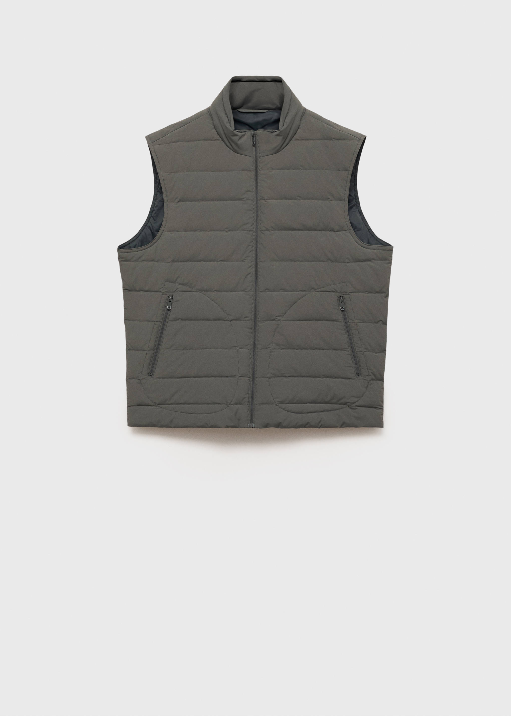 Quilted waistcoat with down and feather filling - Article without model, Grey. Ref: 87030576-00.